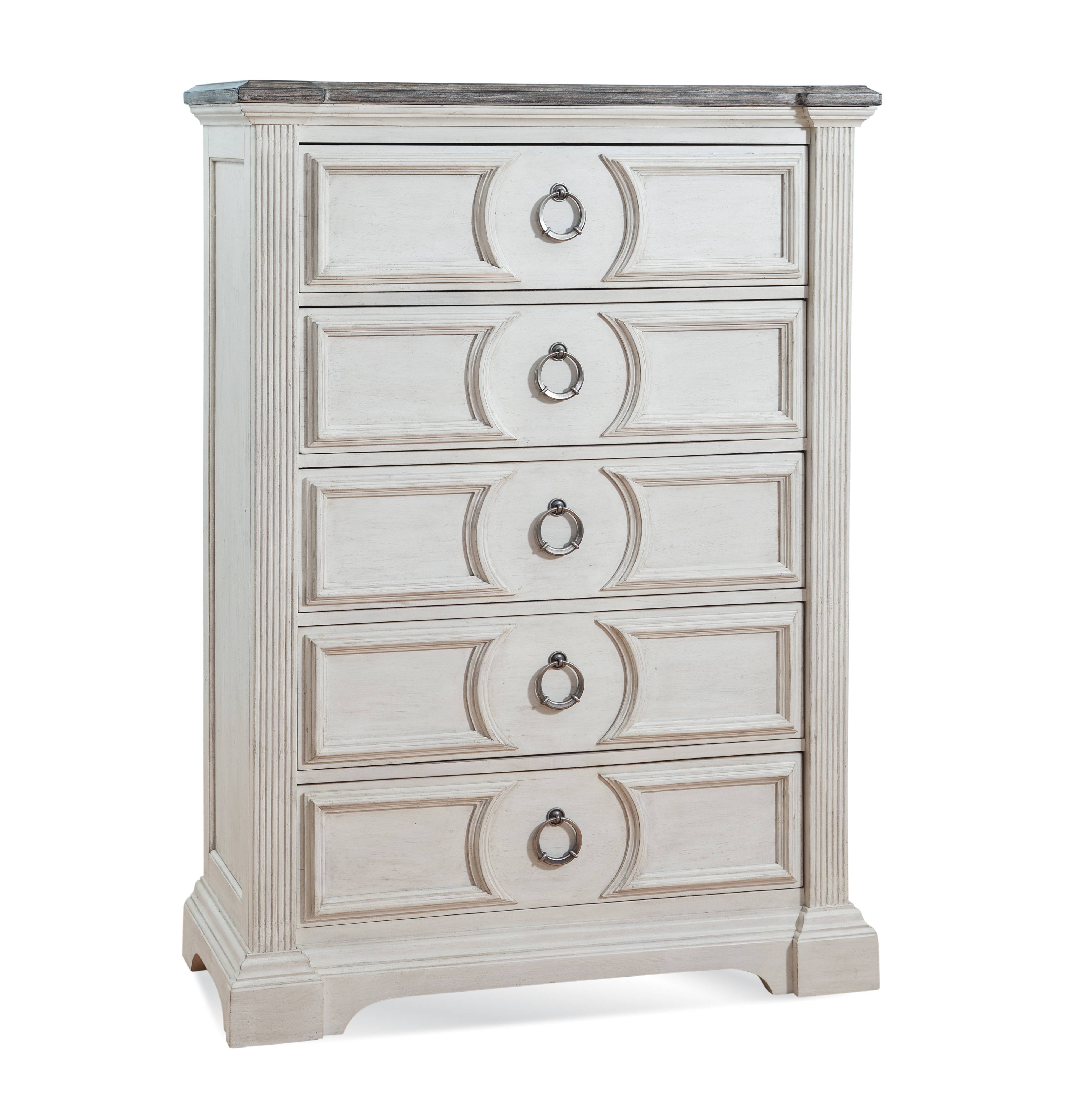 American Woodcrafters Brighten Antique White Charcoal Brown Chest