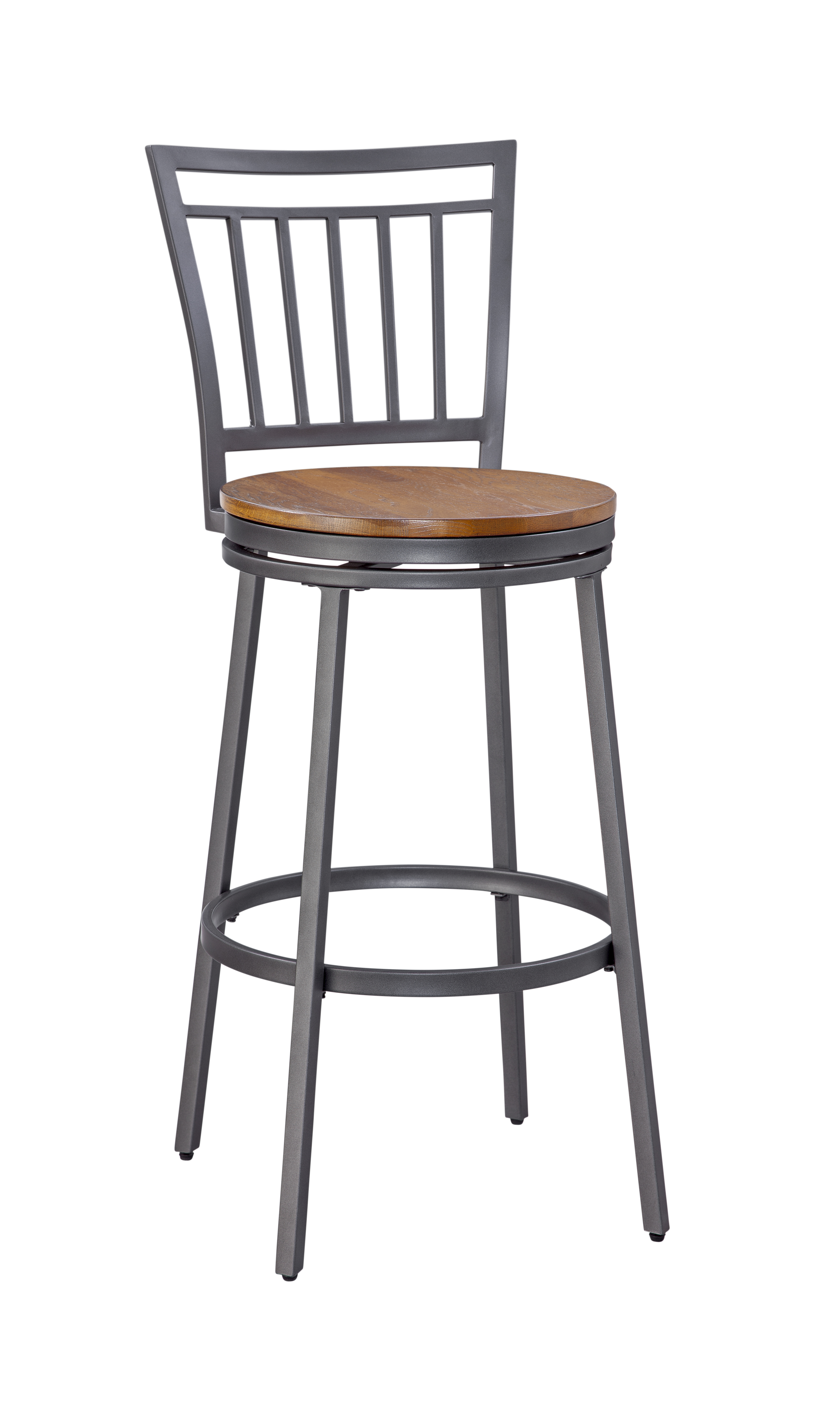 American Woodcrafters Filmore Slate Grey Golden Oak 30 Inch Swivel Stool