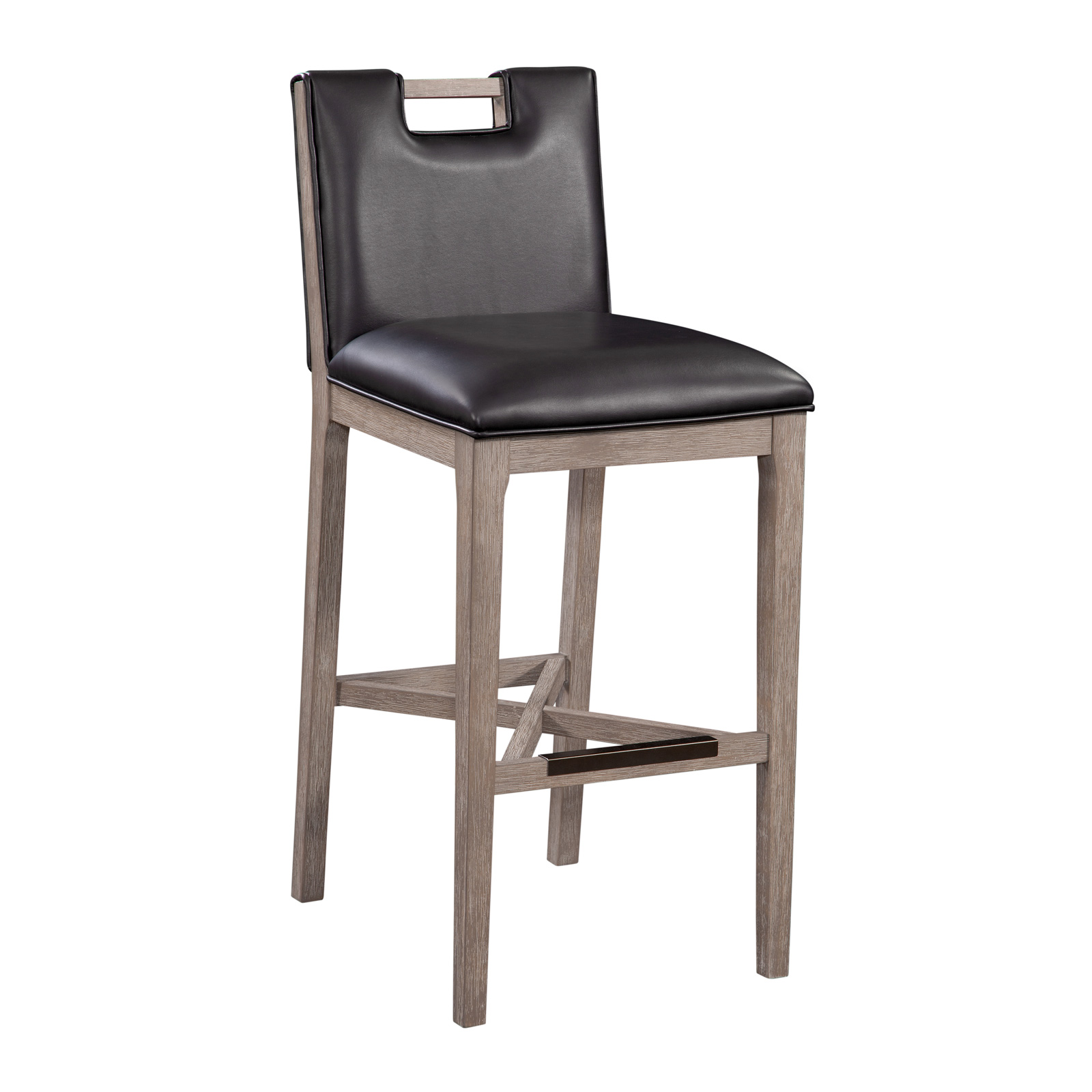 American Woodcrafters Jakarta Driftwood Grey Black 26 Inch Stool