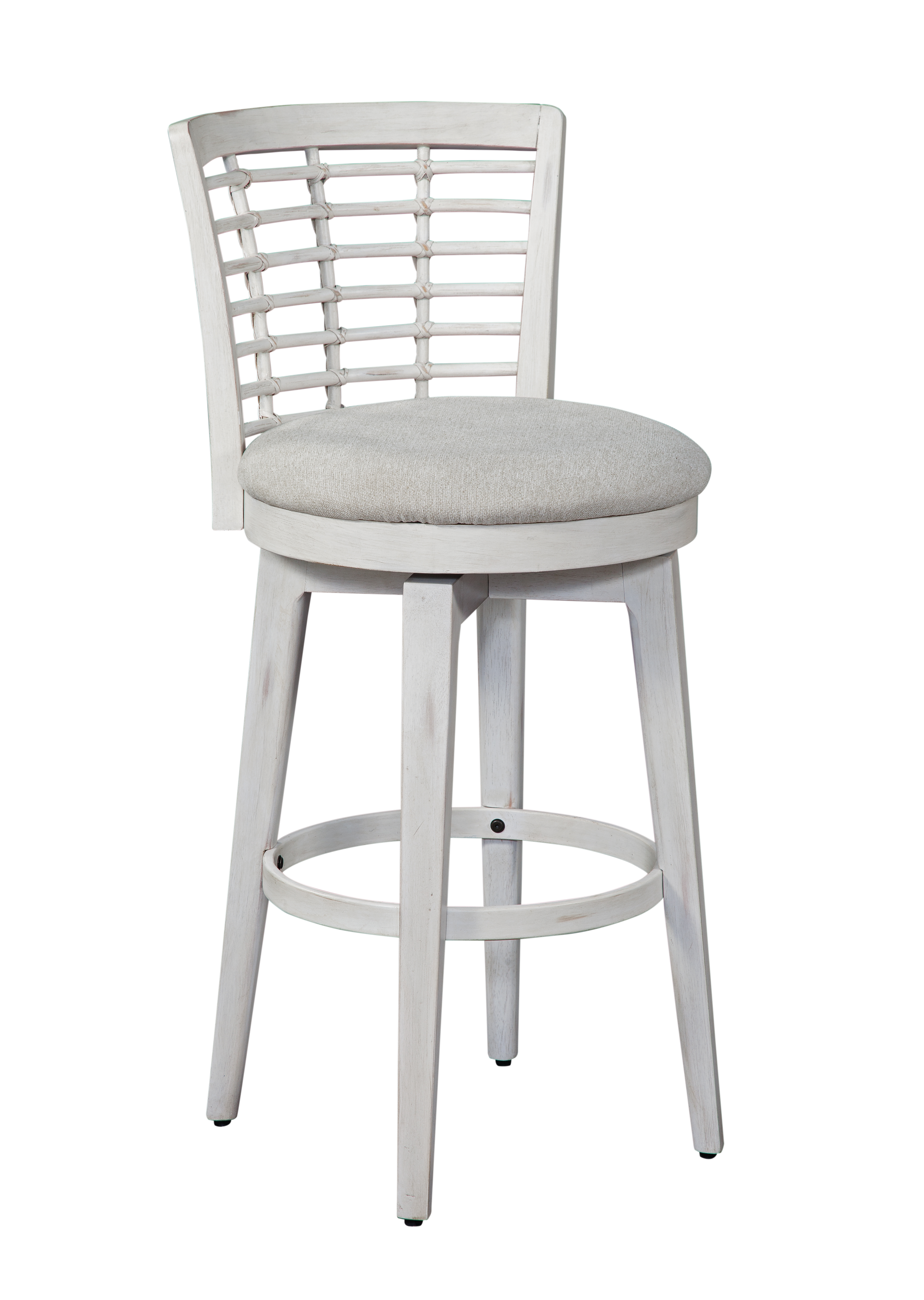 American Woodcrafters Beach Comber Weathered White Bar Height Swivel Stool