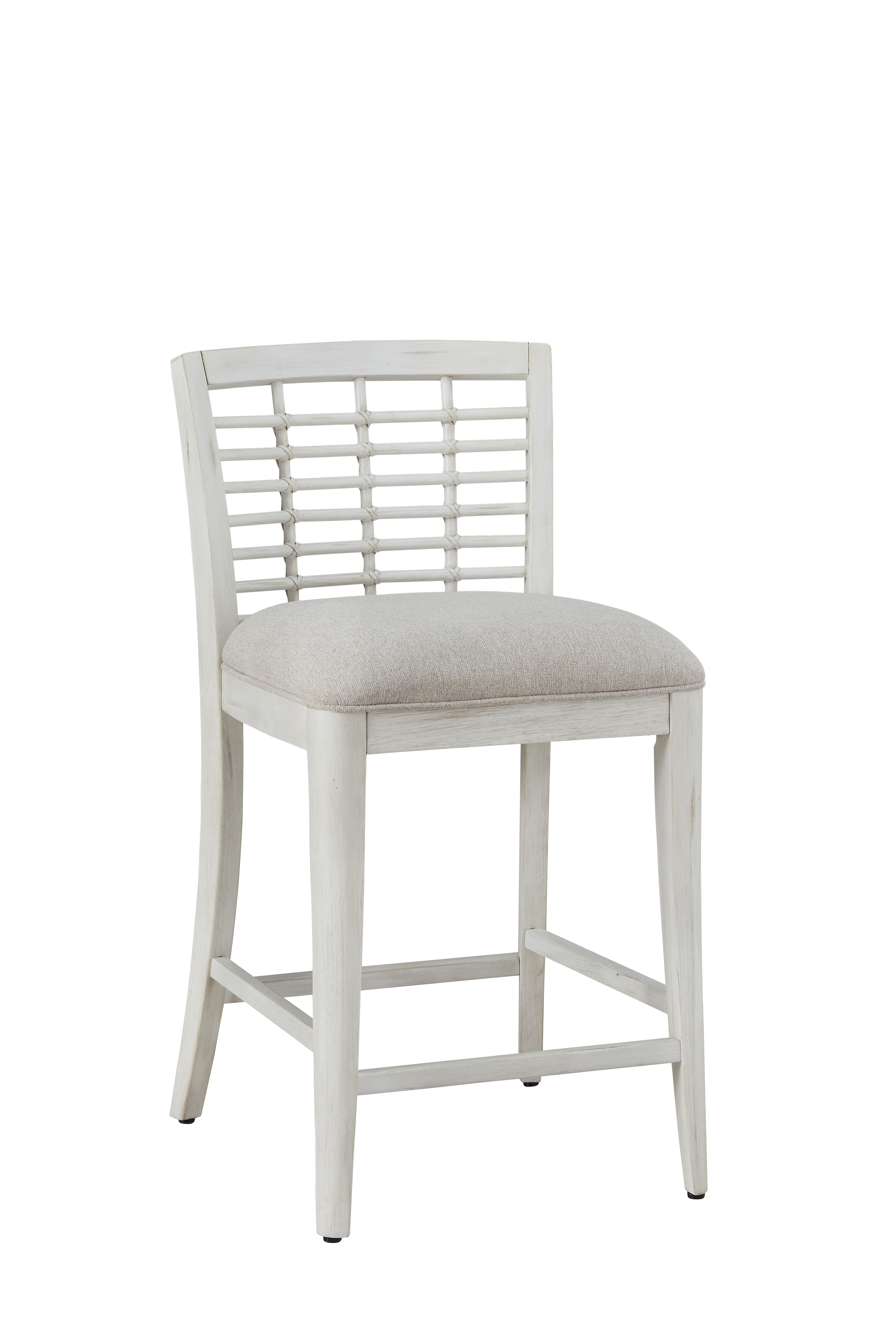 2 American Woodcrafters Beach Comber Weathered White Shell Counter Stools