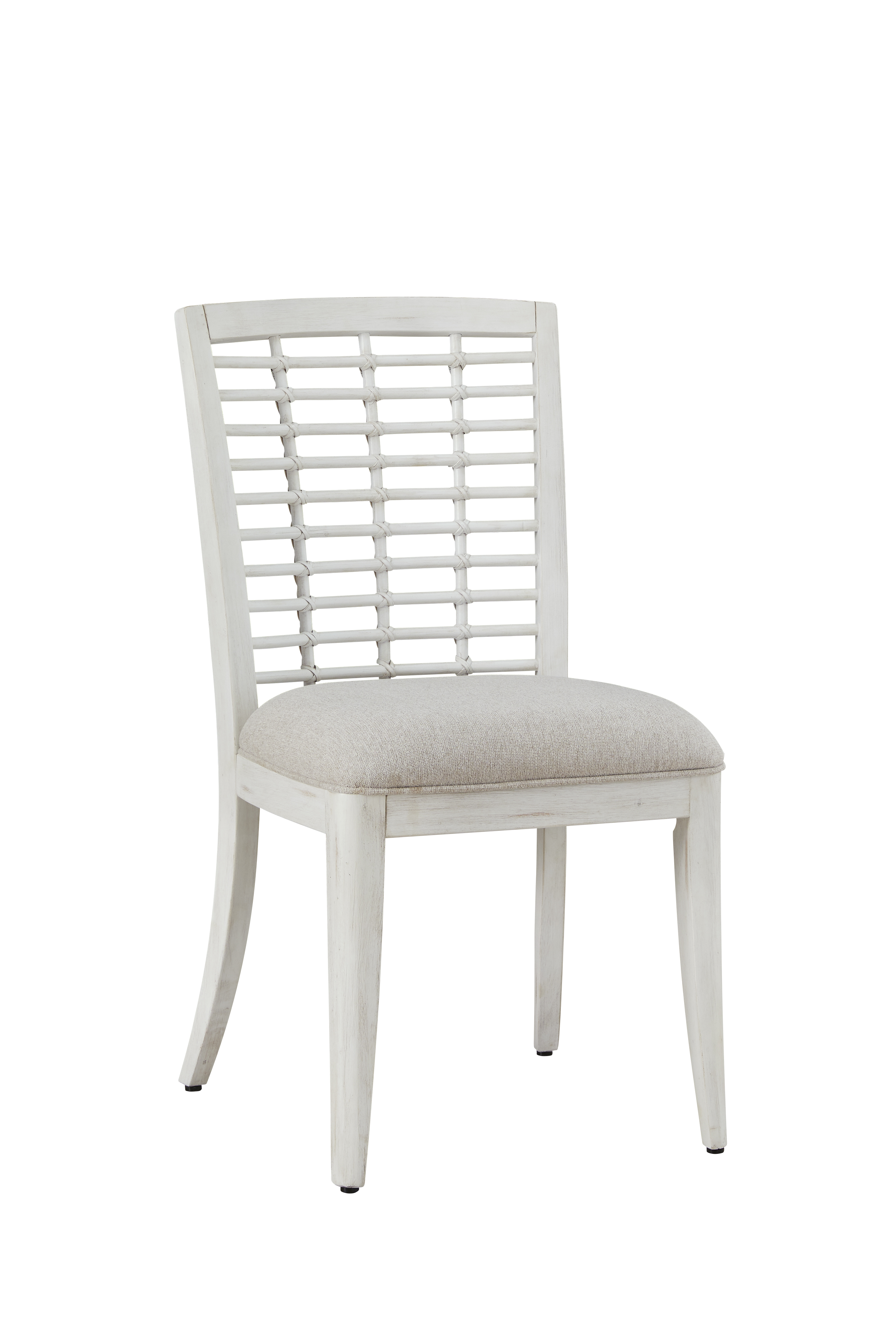 2 American Woodcrafters Beach Comber Weathered White Shell Side Chairs