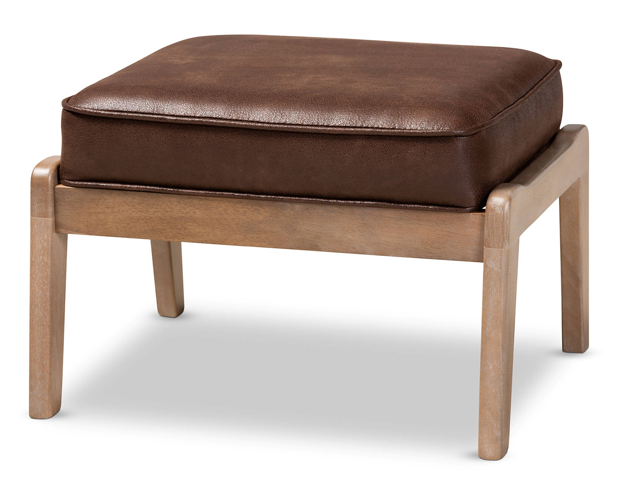 Baxton Studio Sigrid Dark Brown Faux Leather Ottoman