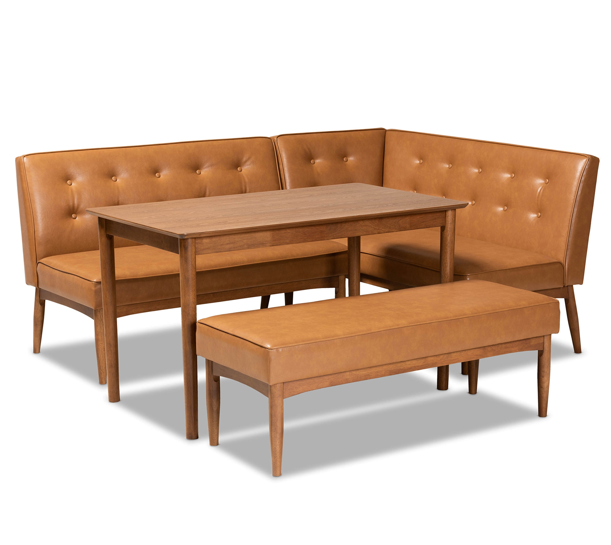 Baxton Studio Arvid Tan Walnut Brown 4pc Dining Nook Set