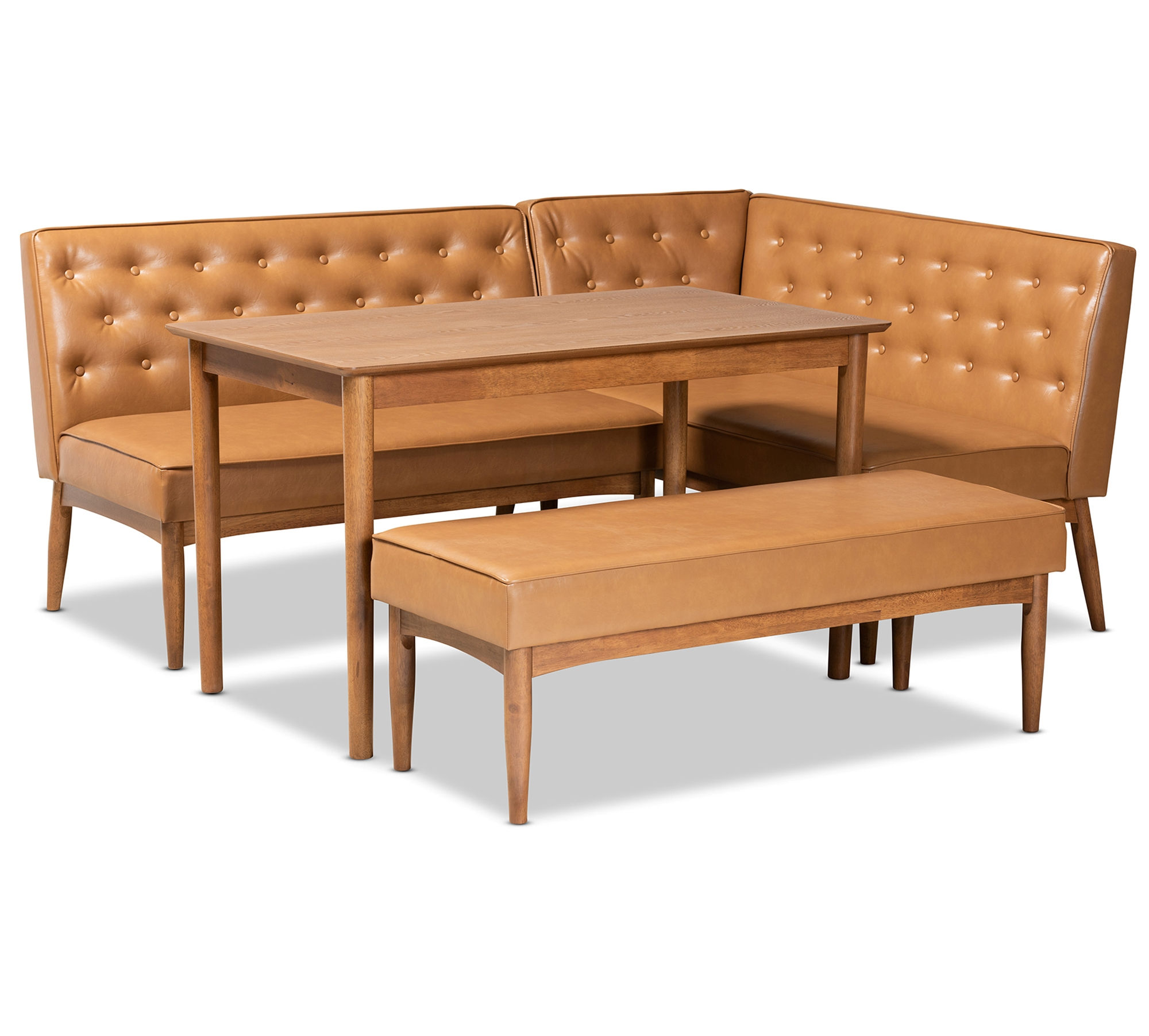 Baxton Studio Riordan Tan Walnut Brown Wood 4pc Dining Nook Set