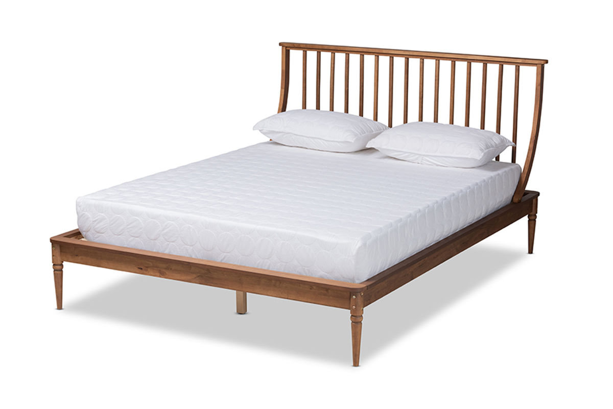 Baxton Studio Abel Walnut Brown Wood King Platform Bed