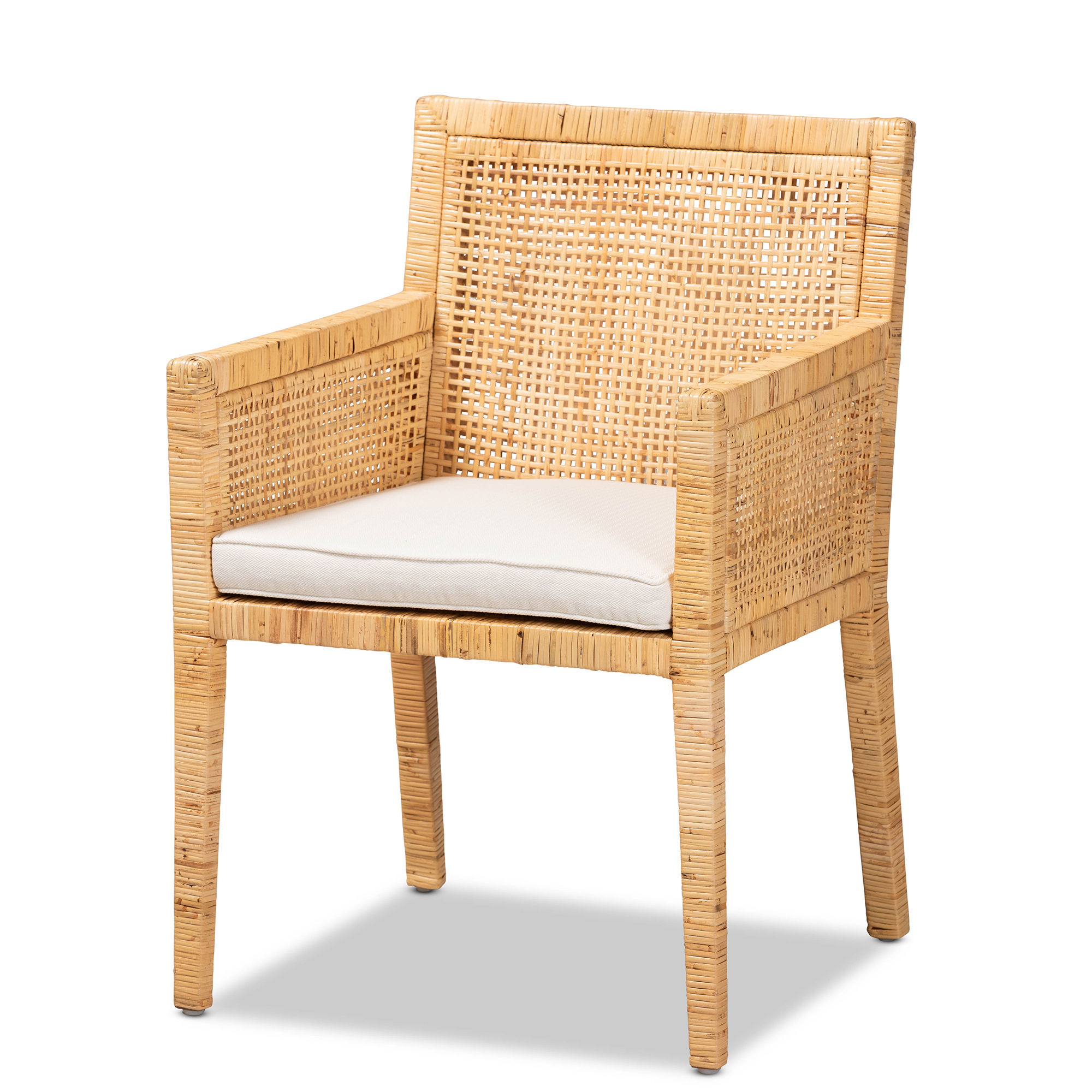 Baxton Studio Bali Pari Karis Natural White Rattan Dining Chair BAX-KARIS-NATURAL-DC Baxton Studio Bali Pari Karis Natural White Rattan Dining Chair BAX-KARIS-NATURAL-DC