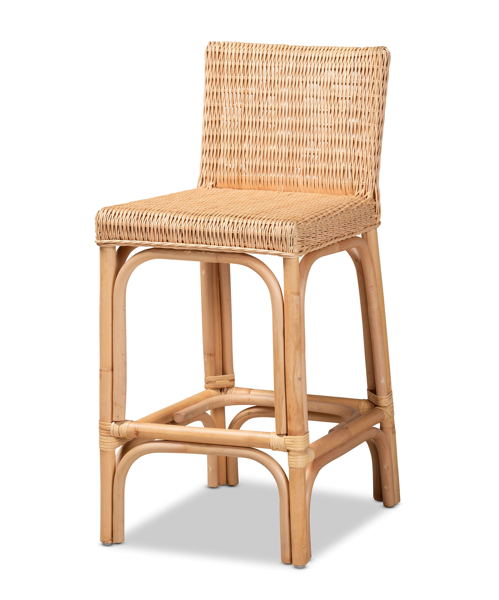 Baxton Studio Bali Pari Athena Natural Rattan Counter Height Stool