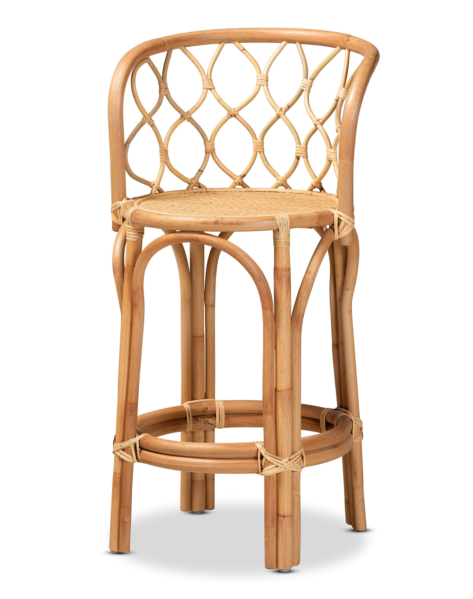 Baxton Studio Bali Pari Diana Natural Rattan Counter Height Stool
