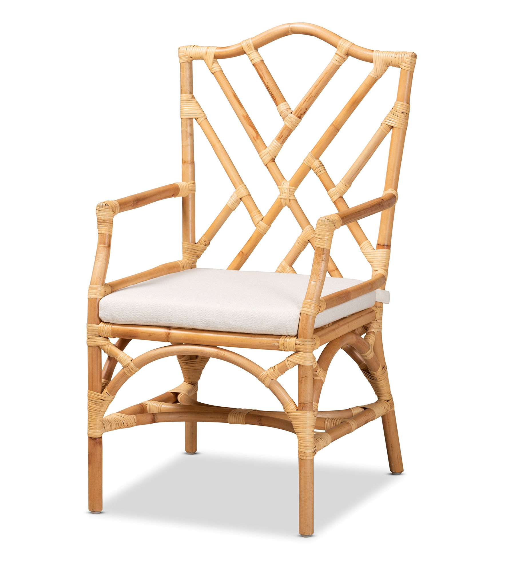 Baxton Studio Bali Pari Delta Natural White Rattan Dining Chair