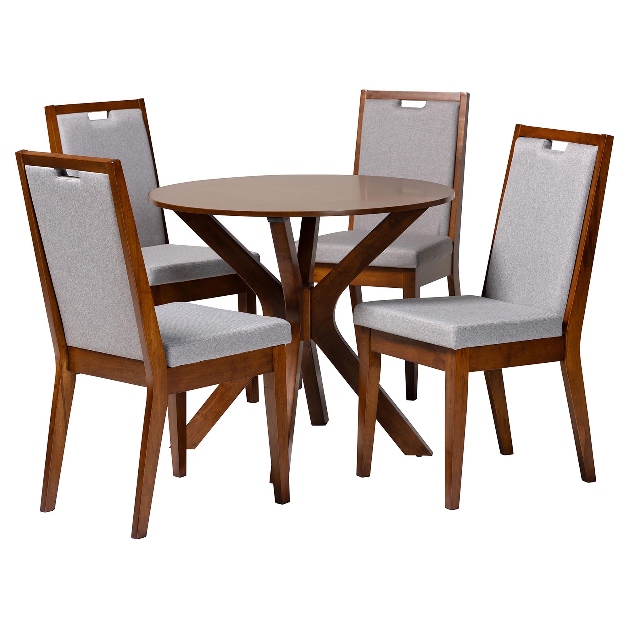 Baxton Studio Eira Grey Walnut Brown 5pc Dining Set