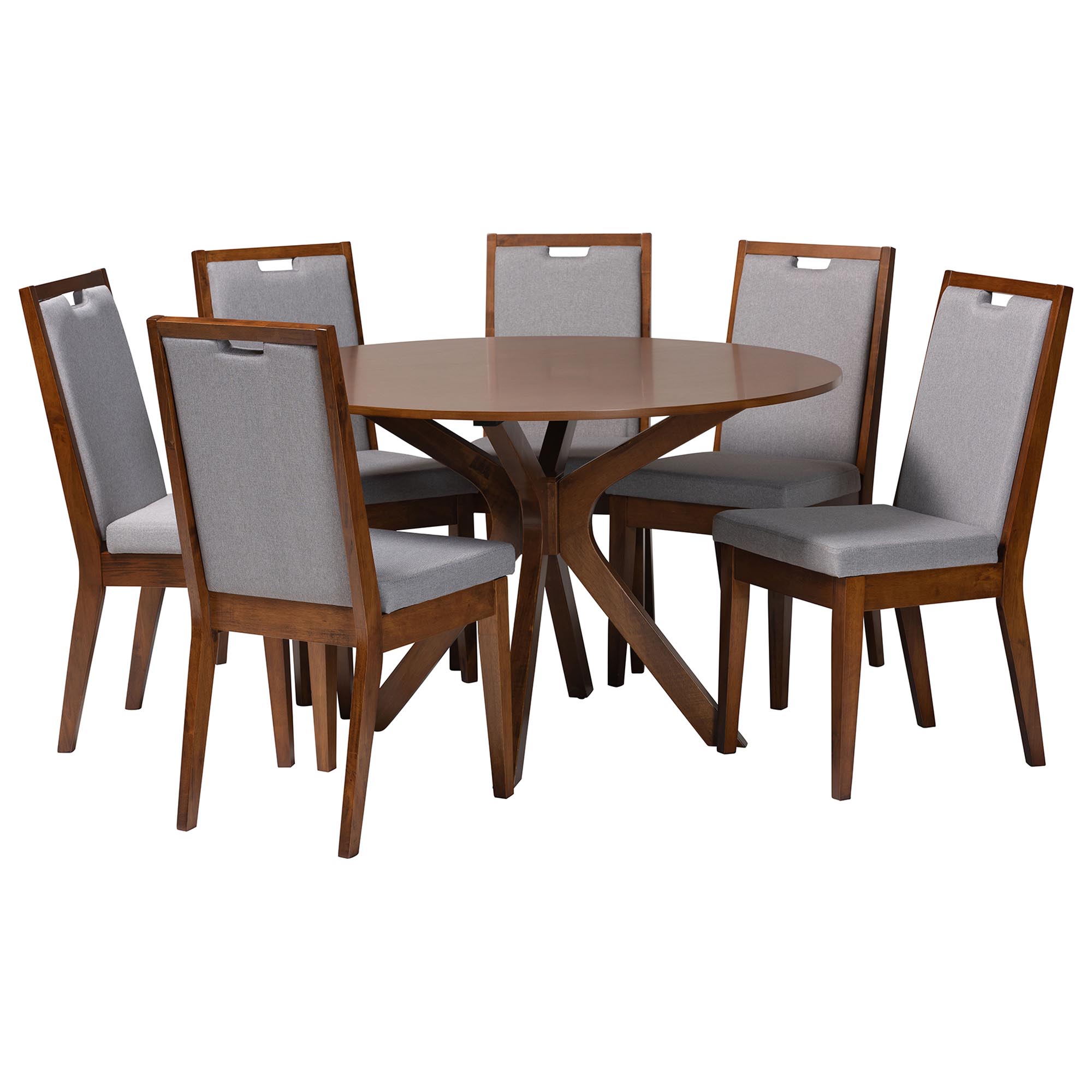 Baxton Studio Eira Grey Walnut Brown 7pc Dining Set