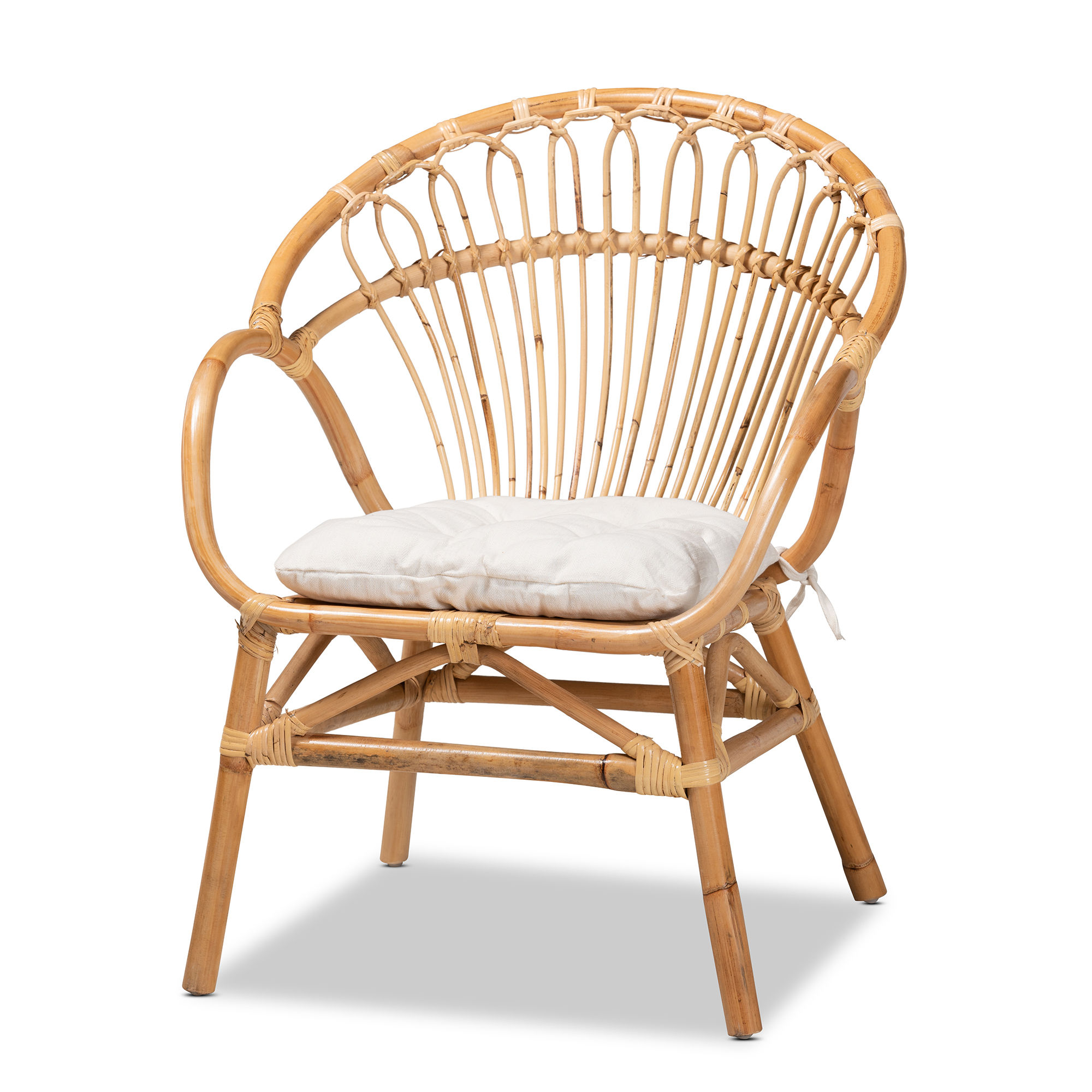 Baxton Studio Bali Pari Benicia Natural Brown Rattan Dining Chair