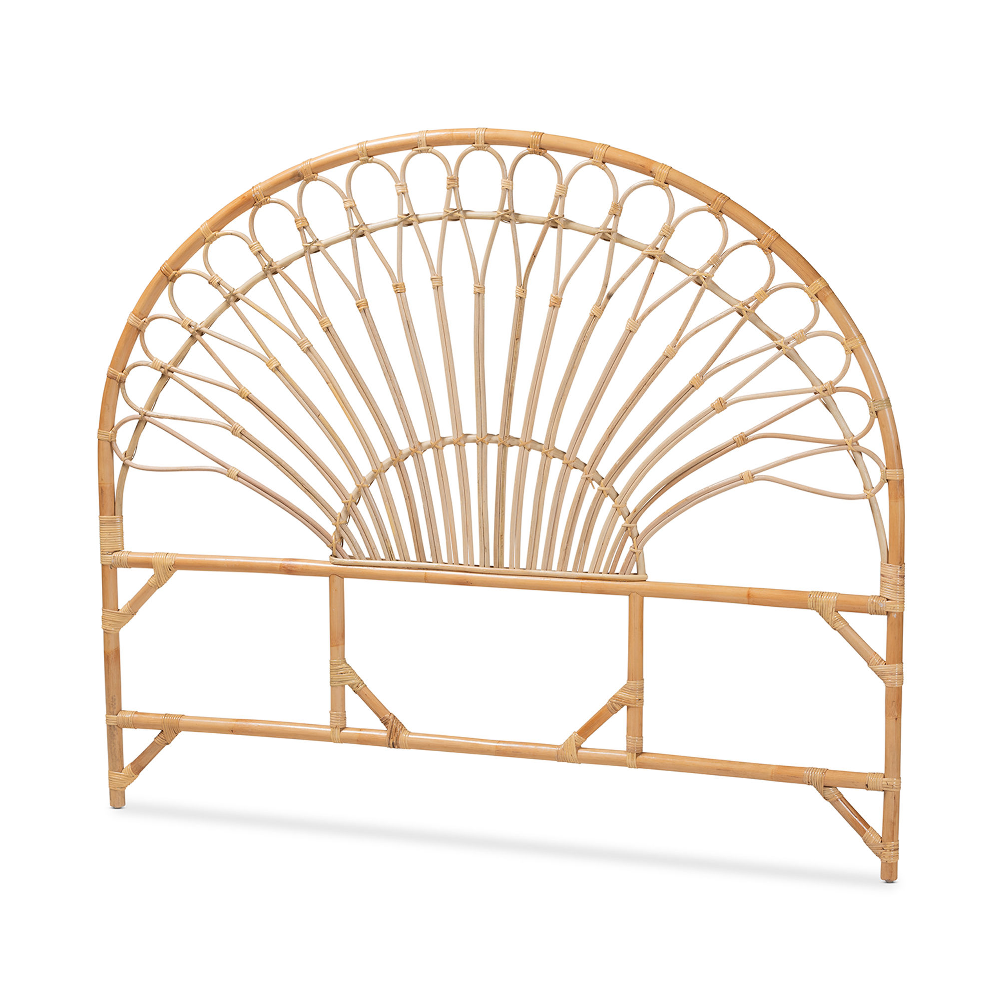 Baxton Studio Bali Pari Devereaux Natural Brown Rattan King Standalone Head...