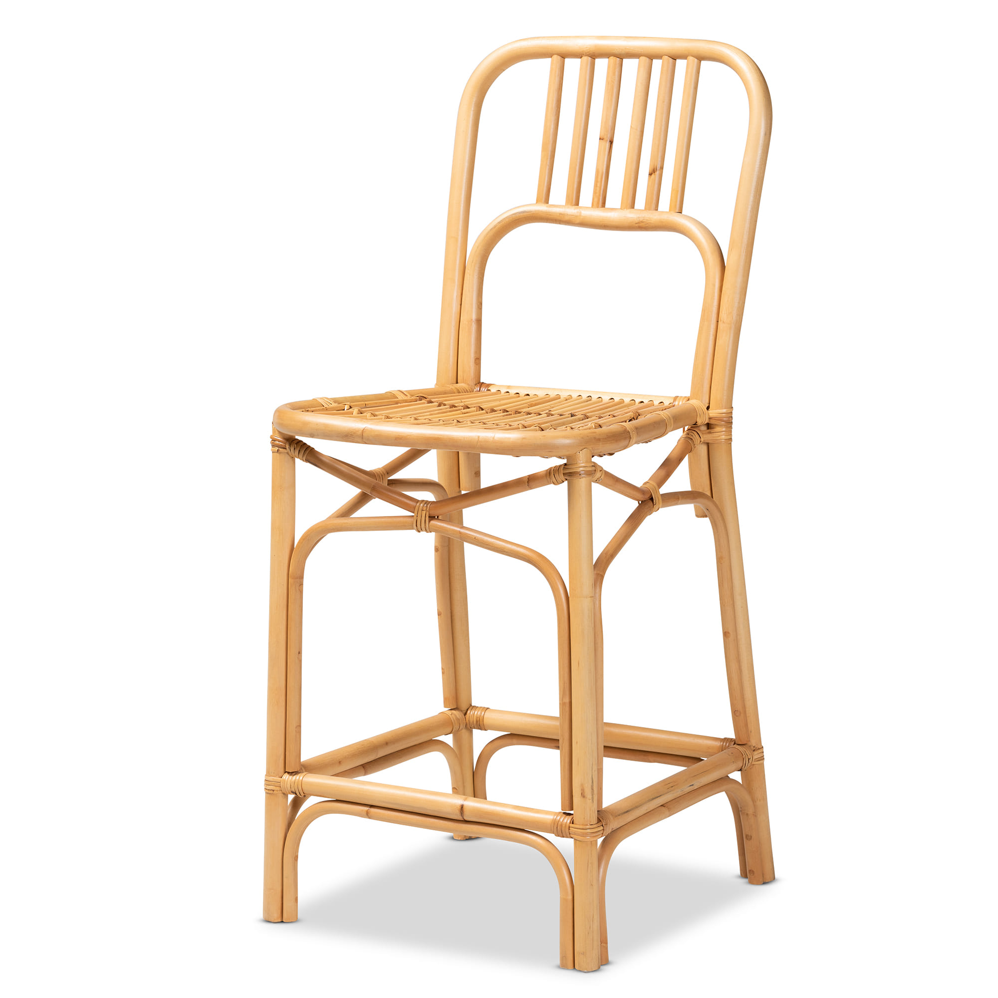 Baxton Studio Bali Pari Ivora Natural Brown Counter Stool