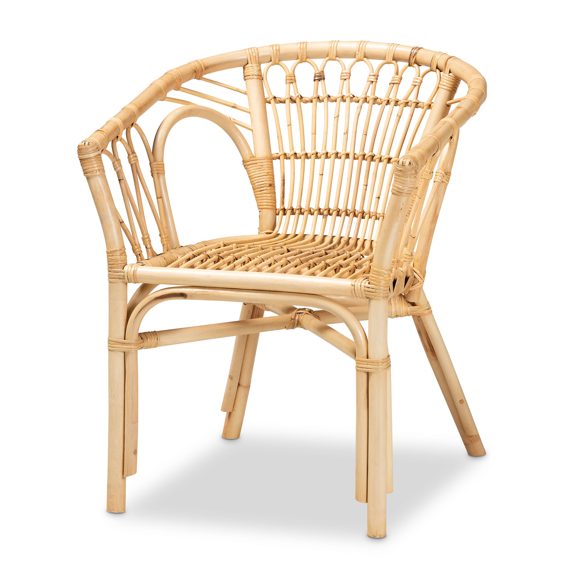 Baxton Studio Bali Pari Kaka Natural Brown Rattan Dining Chair