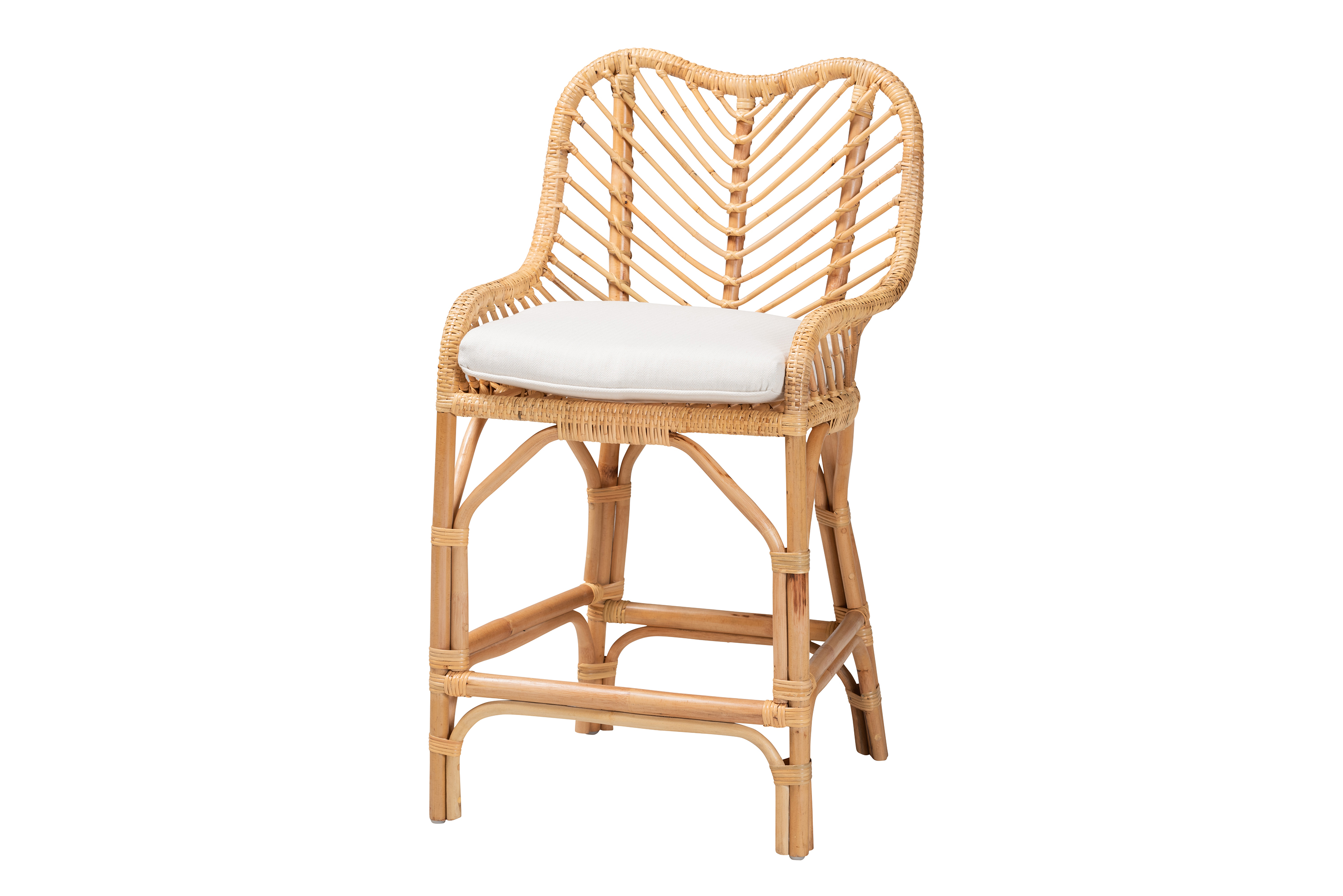 Baxton Studio Bali Pari Arween Natural Brown Rattan Counter Stool