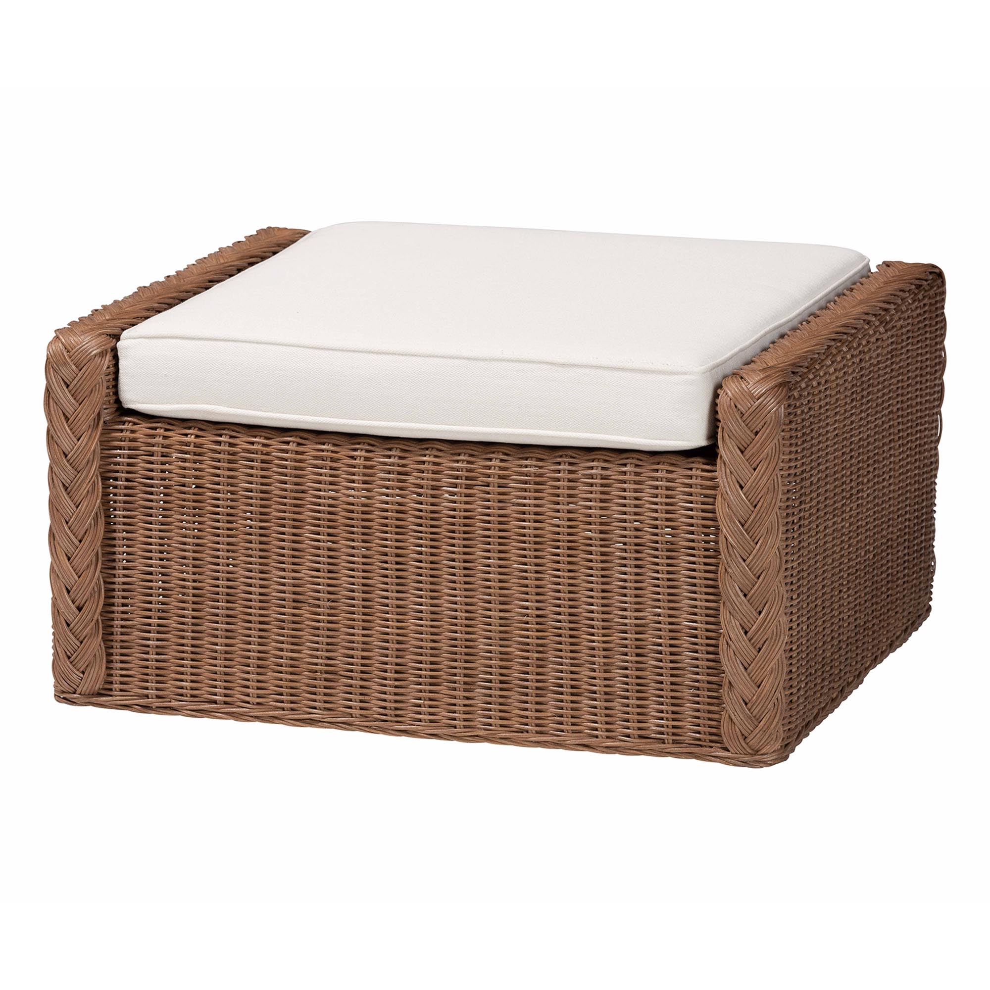 Baxton Studio Bali Pari Derris Peanut Brown Footstool