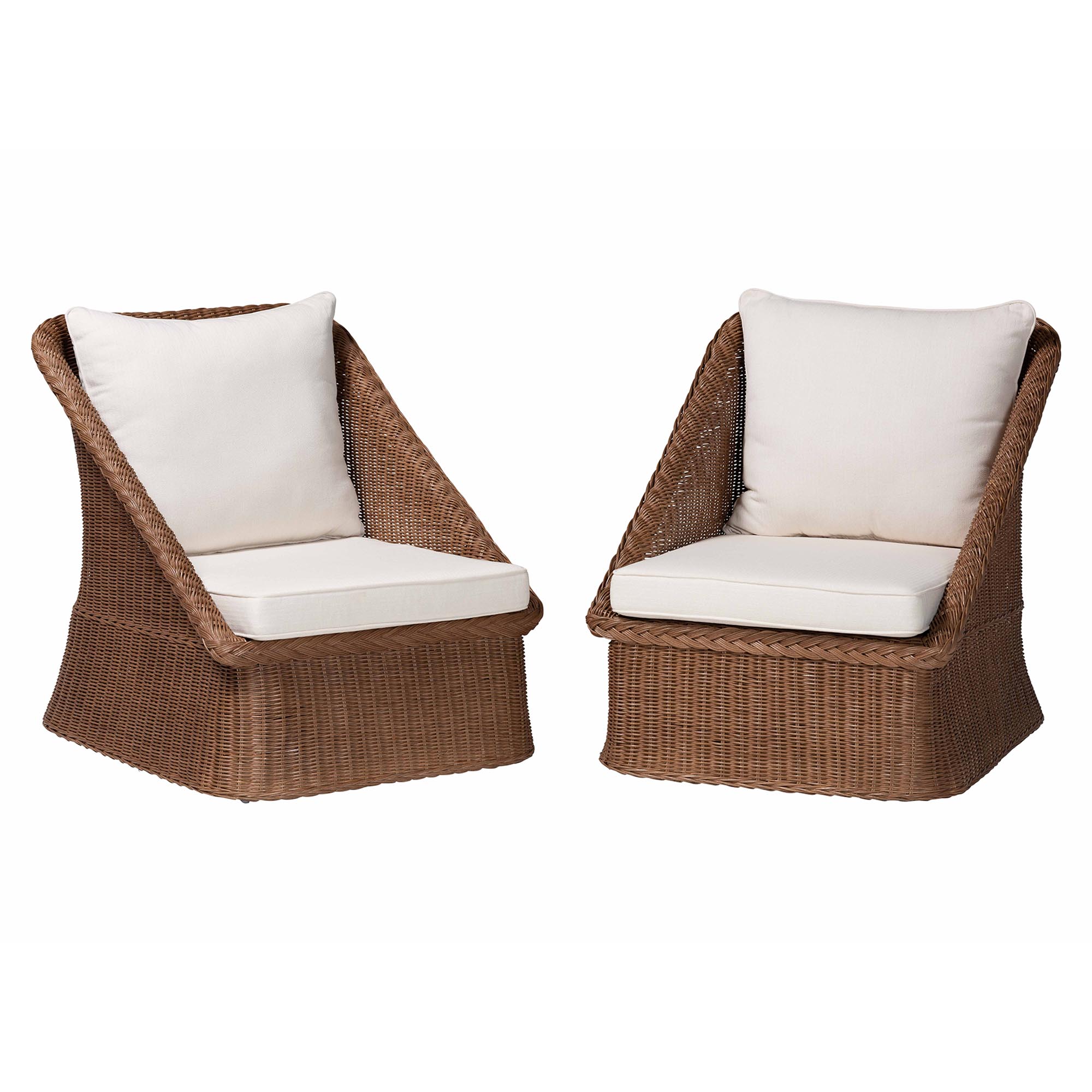 Baxton Studio Bali Pari Derris Peanut Brown 2pc Arm Chair Set