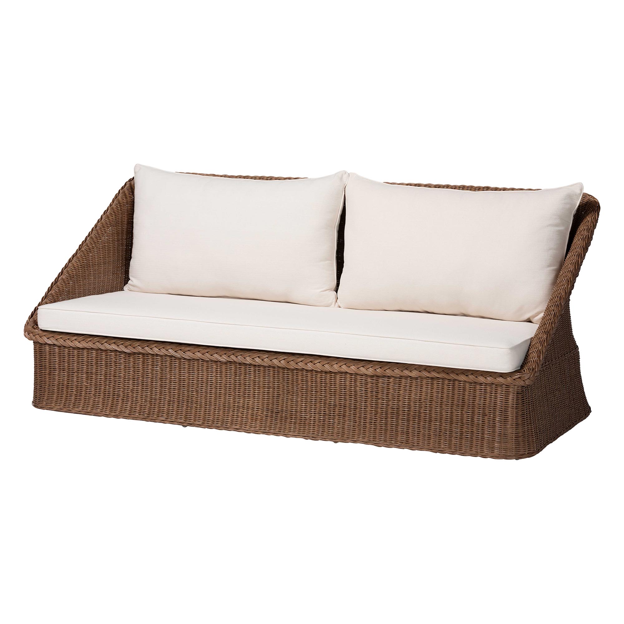 Baxton Studio Bali Pari Derris Peanut Brown Sofa