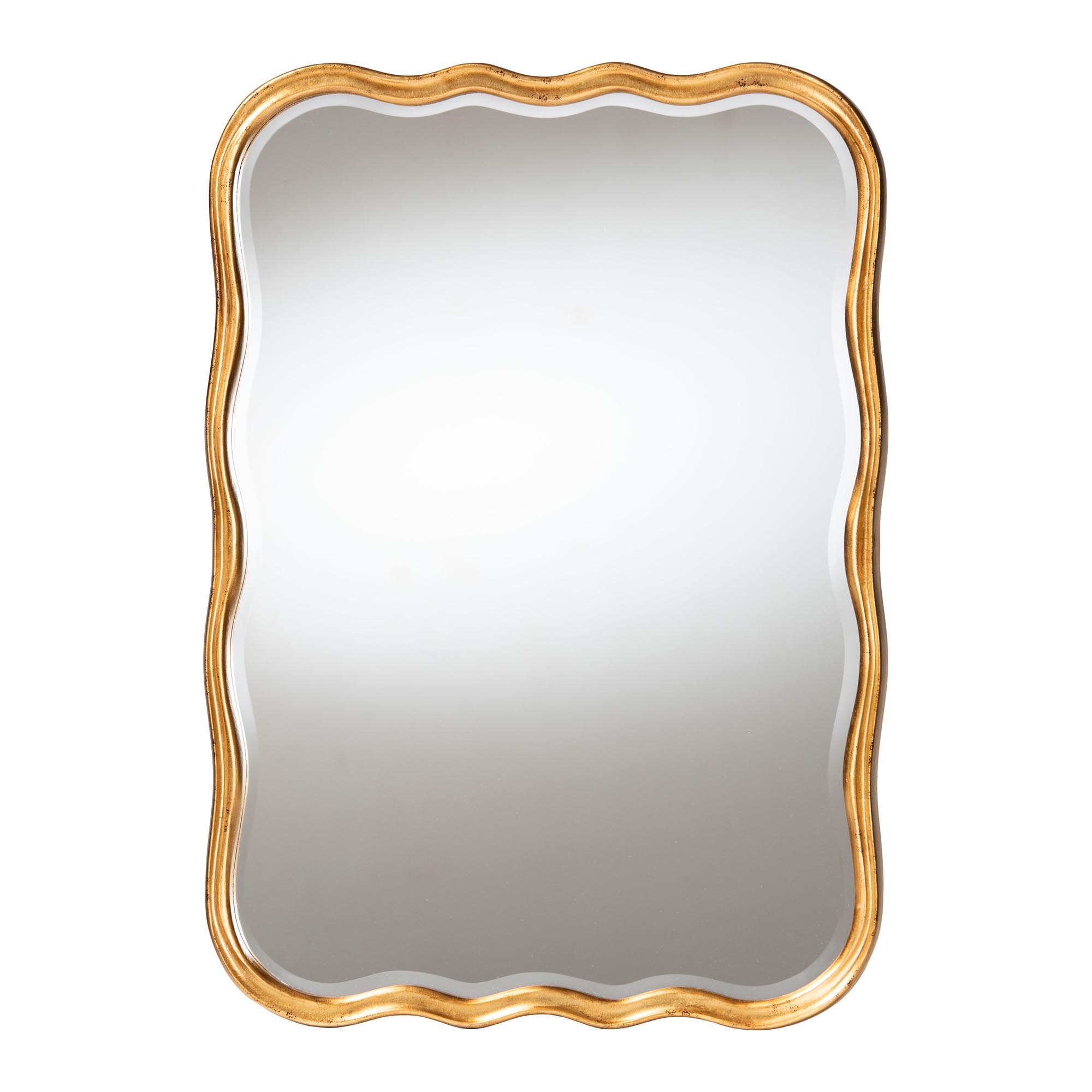 Baxton Studio Fredrika Antique Goldleaf Scalloped Accent Wall Mirror