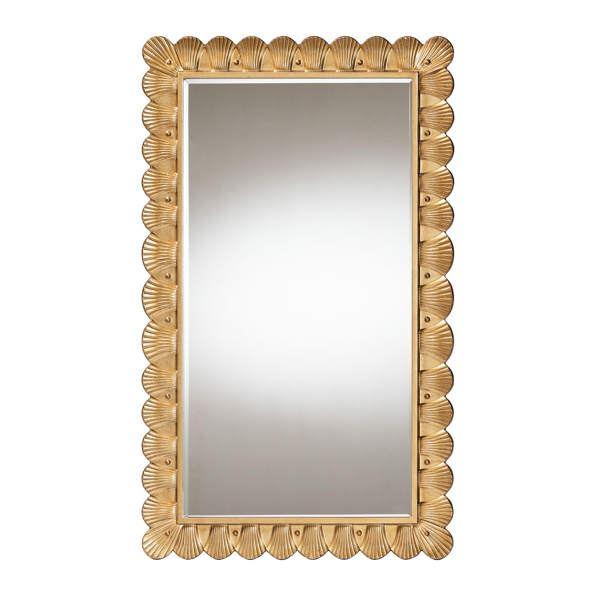 Baxton Studio Vadim Antique Gold Accent Mirror with Seashell Border