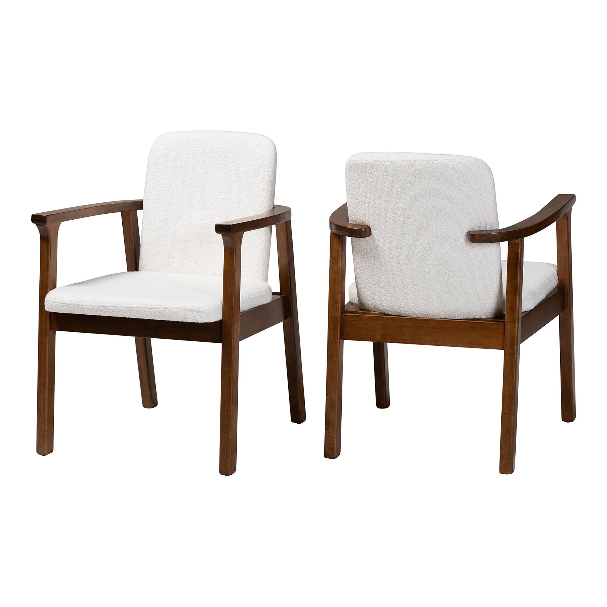 2 Baxton Studio Miyagi White Walnut Brown Upholstered Dining Chairs