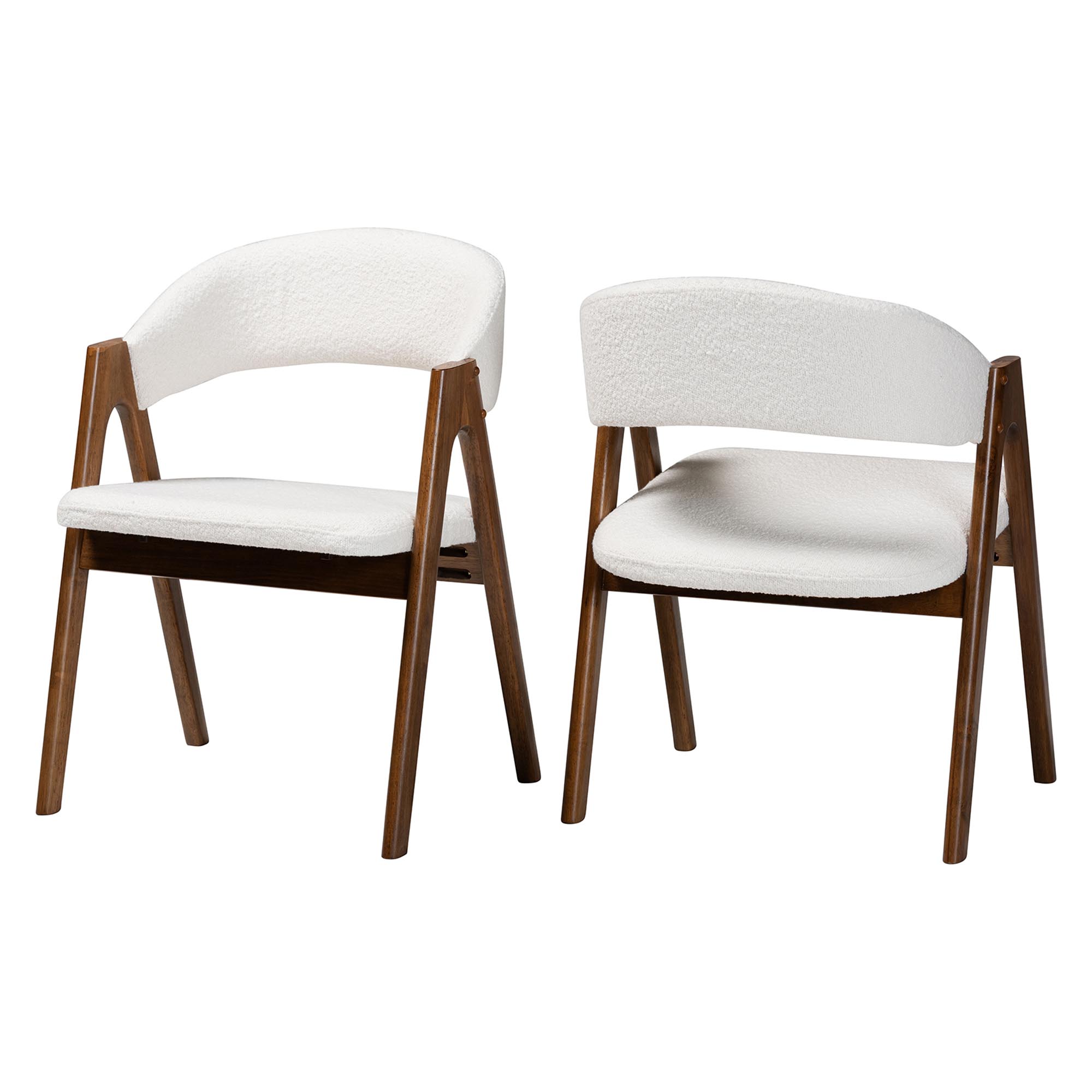 2 Baxton Studio Virden White Walnut Brown Upholstered Dining Chairs