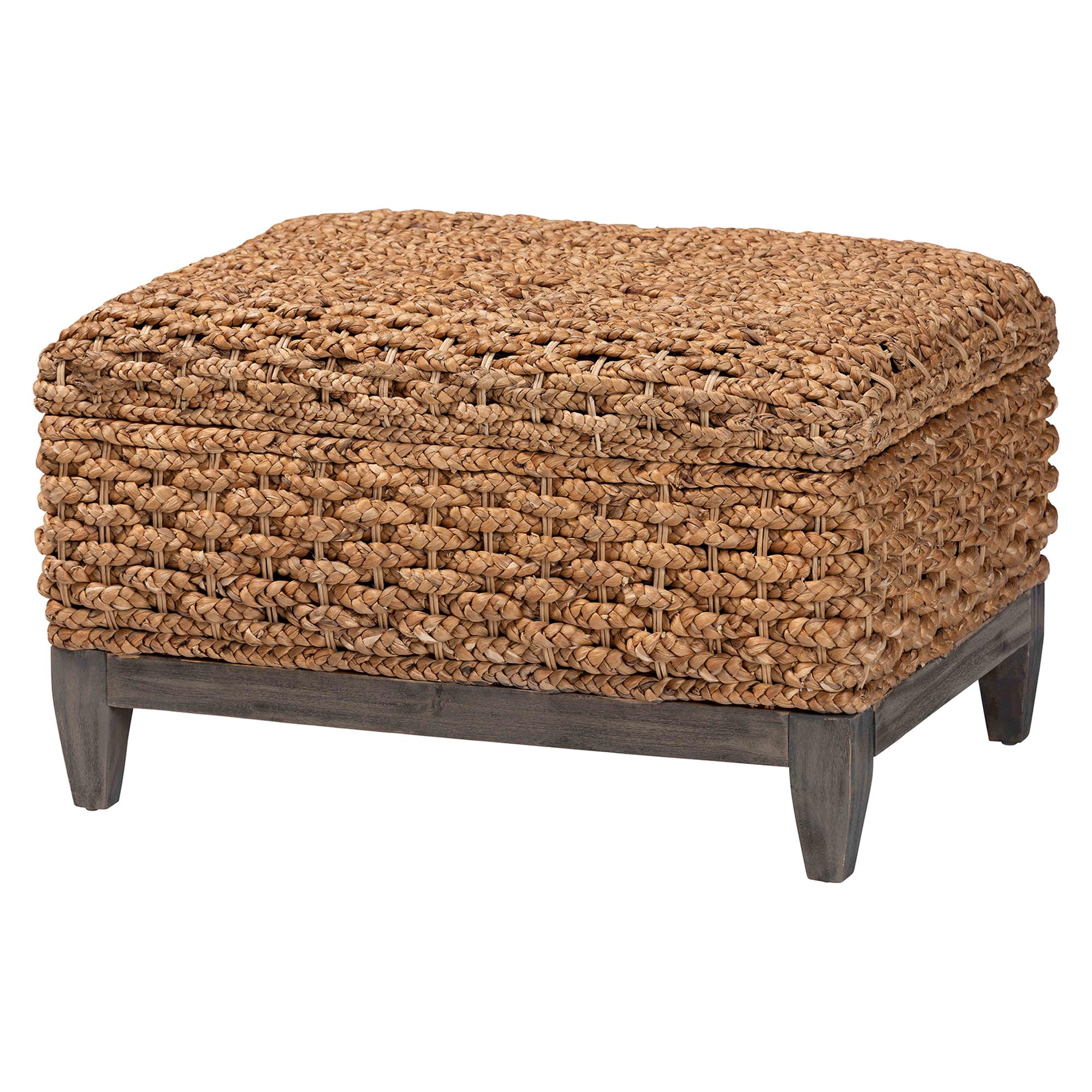 Baxton Studio Bali Pari Bailey Natural Brown Espresso Square Storage Ottoma...