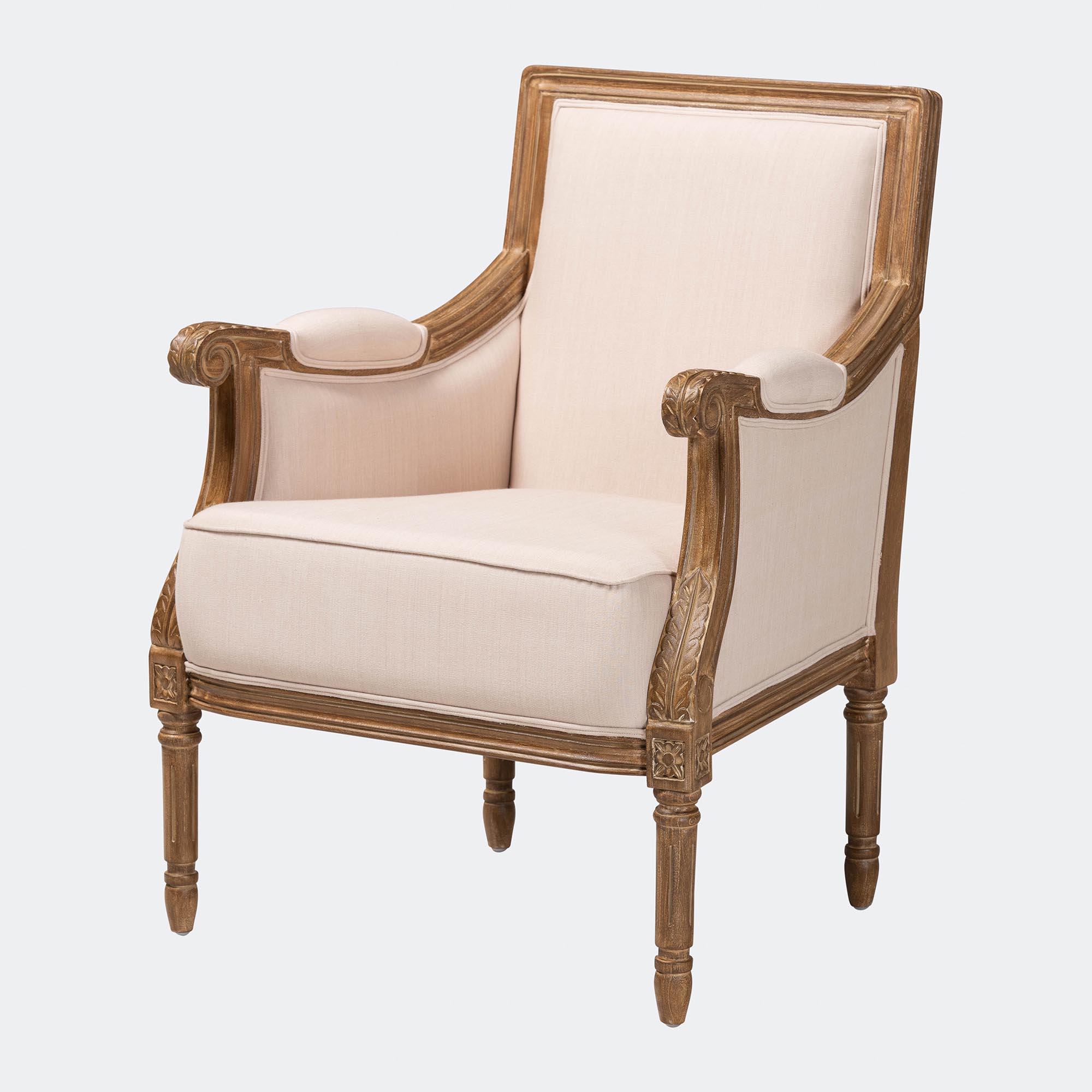 Baxton Studio Chavanon Light Beige Fabric Accent Chair