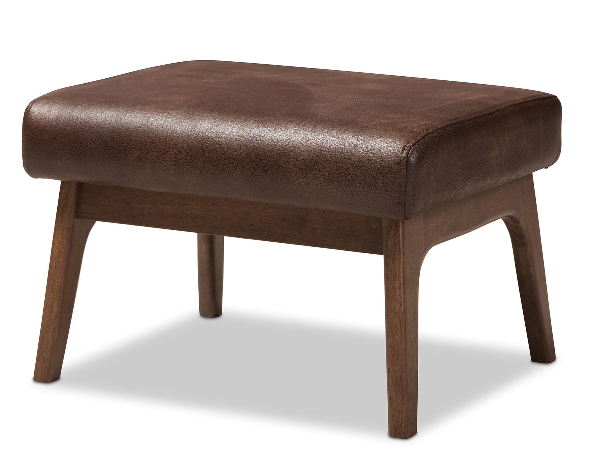 Baxton Studio Bianca Walnut Dark Brown Faux Leather Ottoman