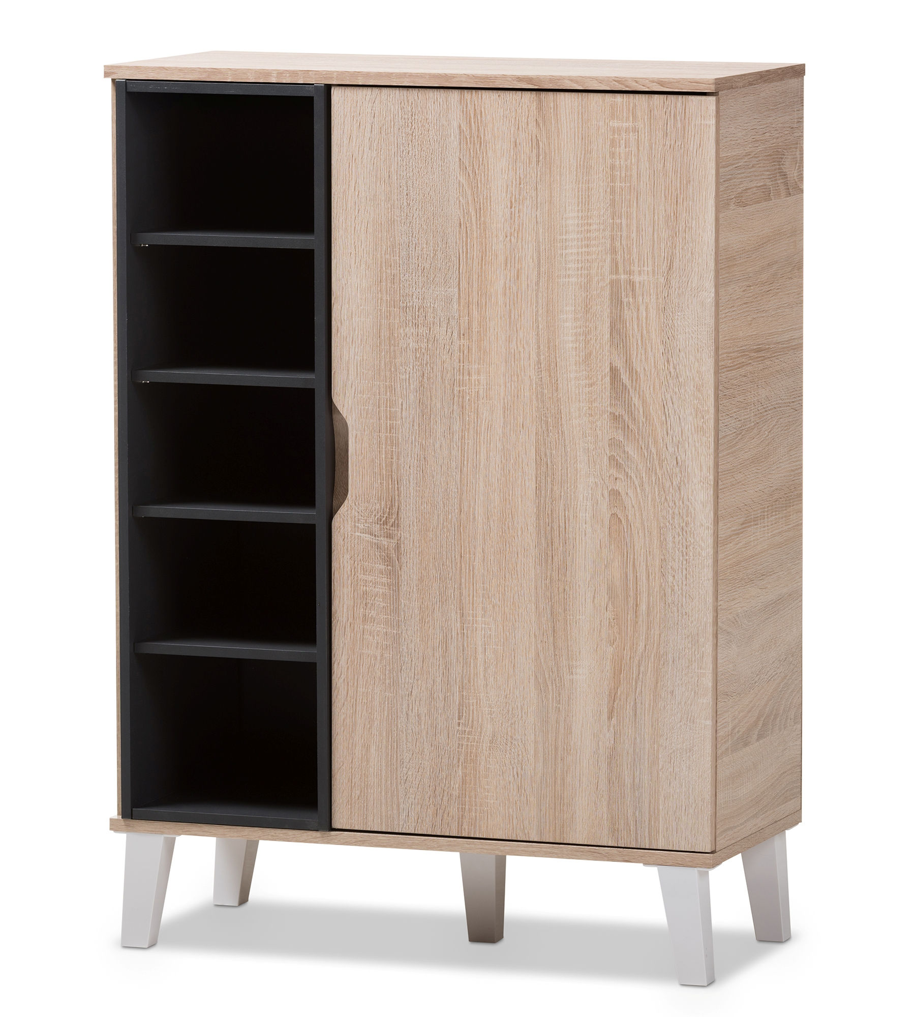 Baxton Studio Adelina Light Brown Grey Wood Shoe Cabinet