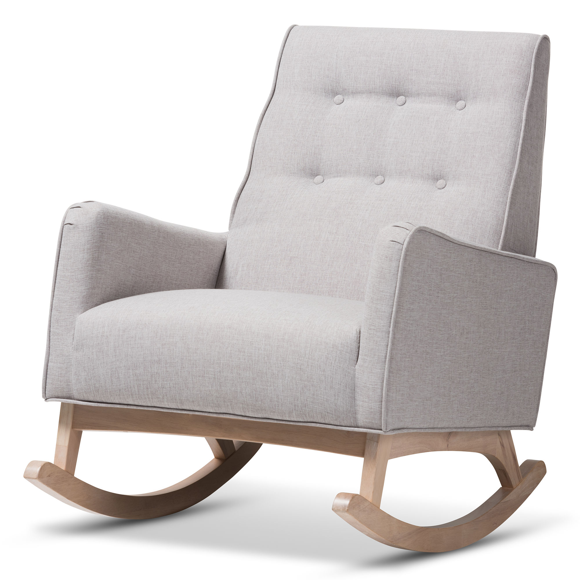 Baxton Studio Marlena Greyish Beige Fabric Upholstered Rocking Chair