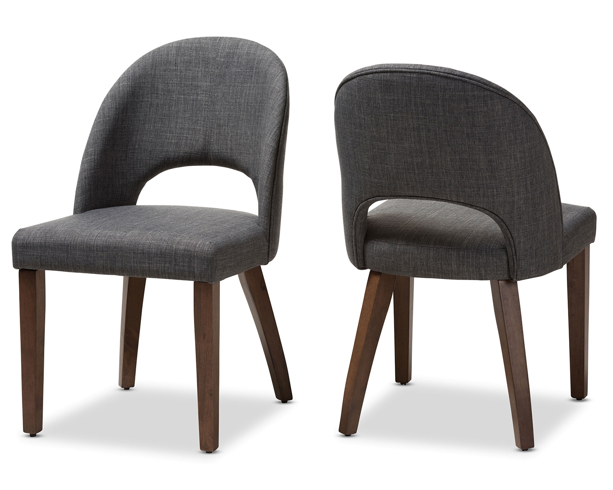 2 Baxton Studio Wesley Dark Grey Fabric Upholstered Dining Chairs