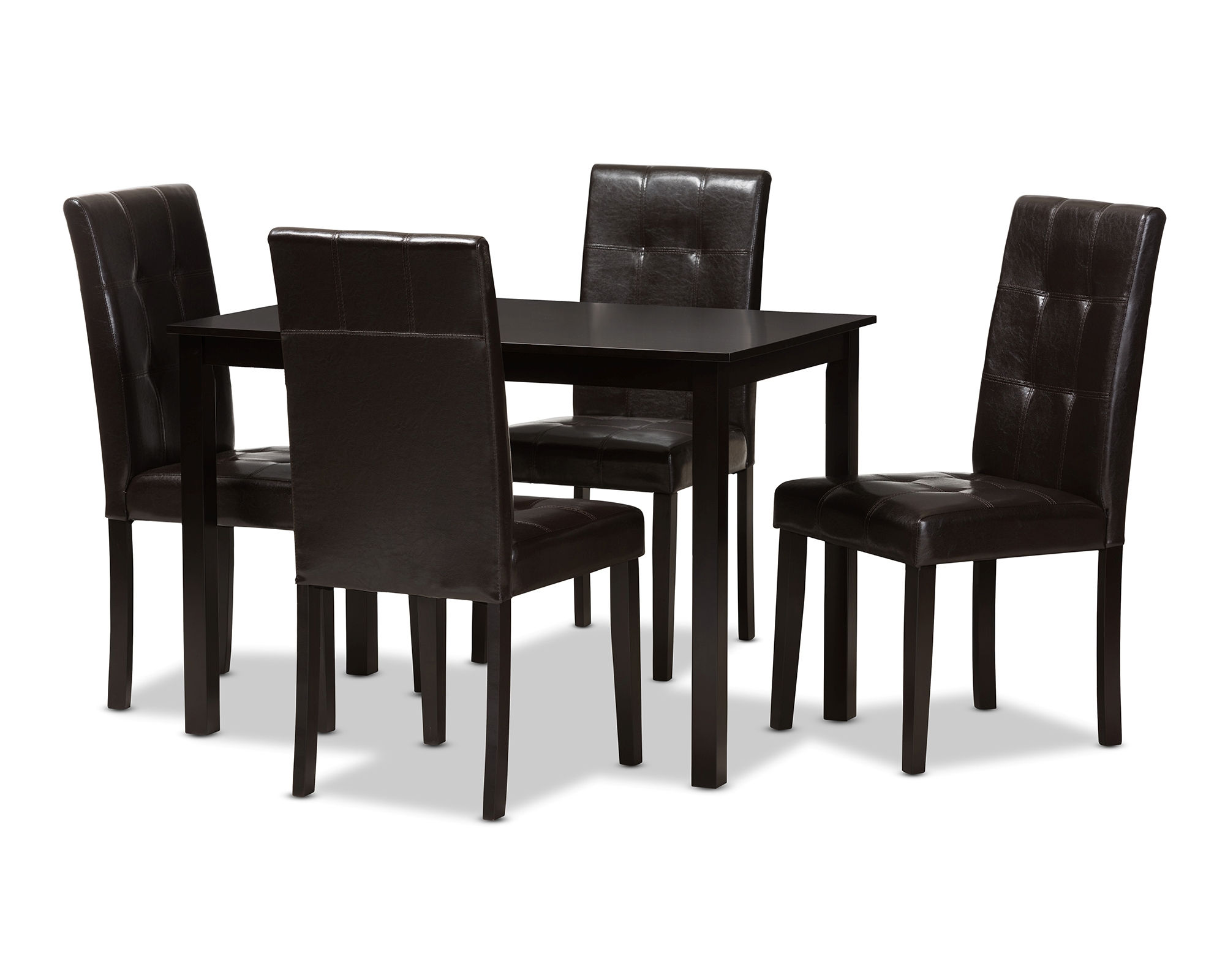 Baxton Studio Avery Dark Brown Faux Leather Upholstered 5pc Dining Set
