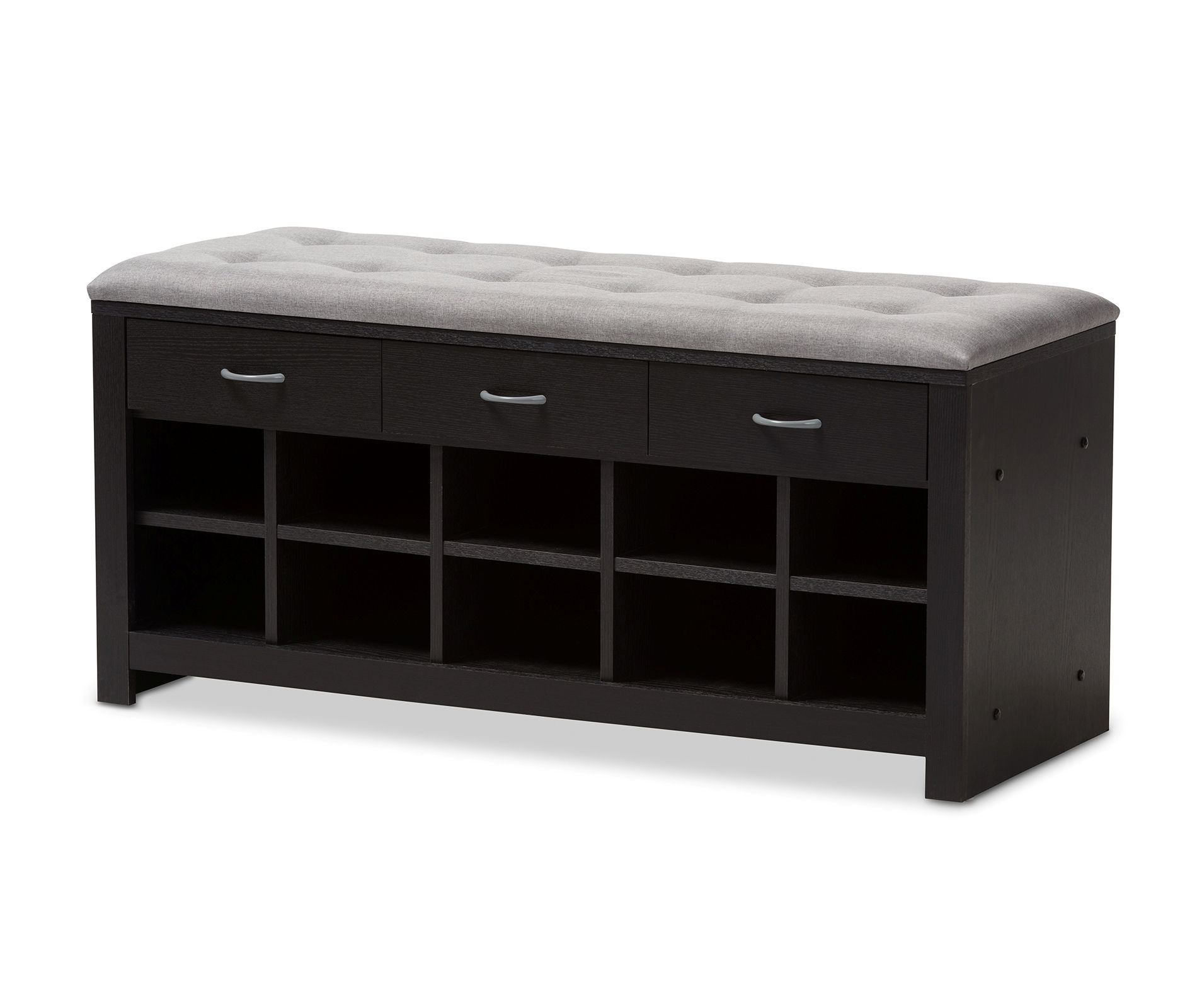 Baxton Studio Light Grey Fabric Upholstered Cushioned Entryway Bench