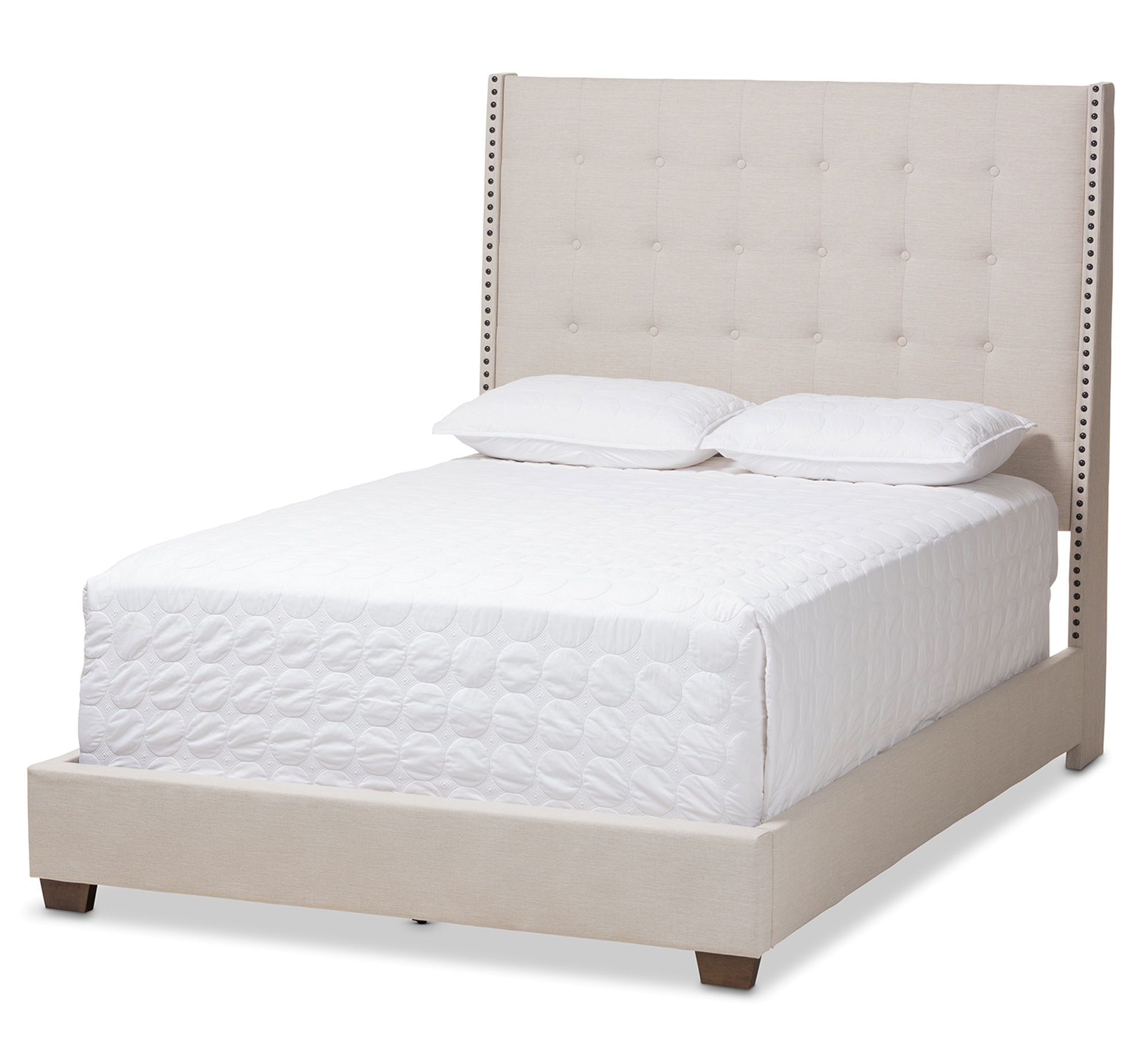 Baxton Studio Georgette Light Beige Fabric Upholstered King Bed