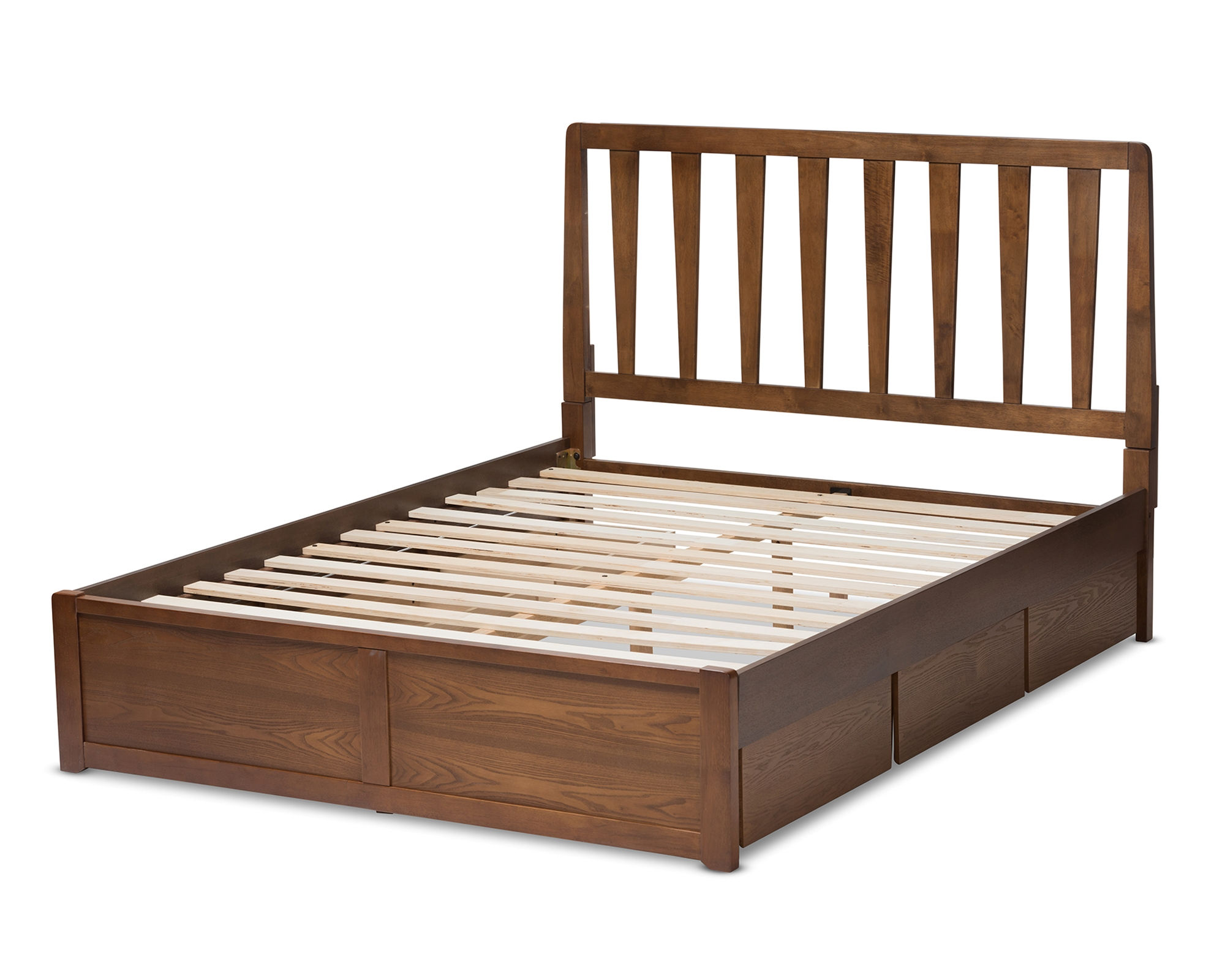 Baxton Studio Raurey Walnut Brown Wood Storage Queen Platform Bed