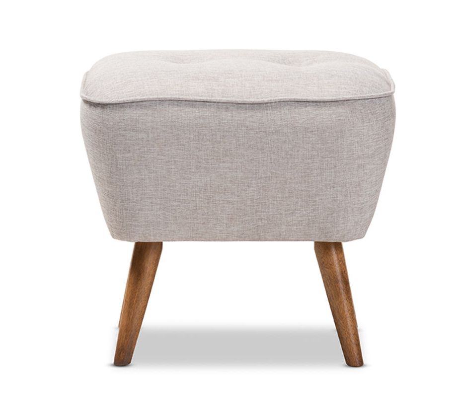 Baxton Studio Petronelle Greyish Beige Fabric Upholstered Ottoman