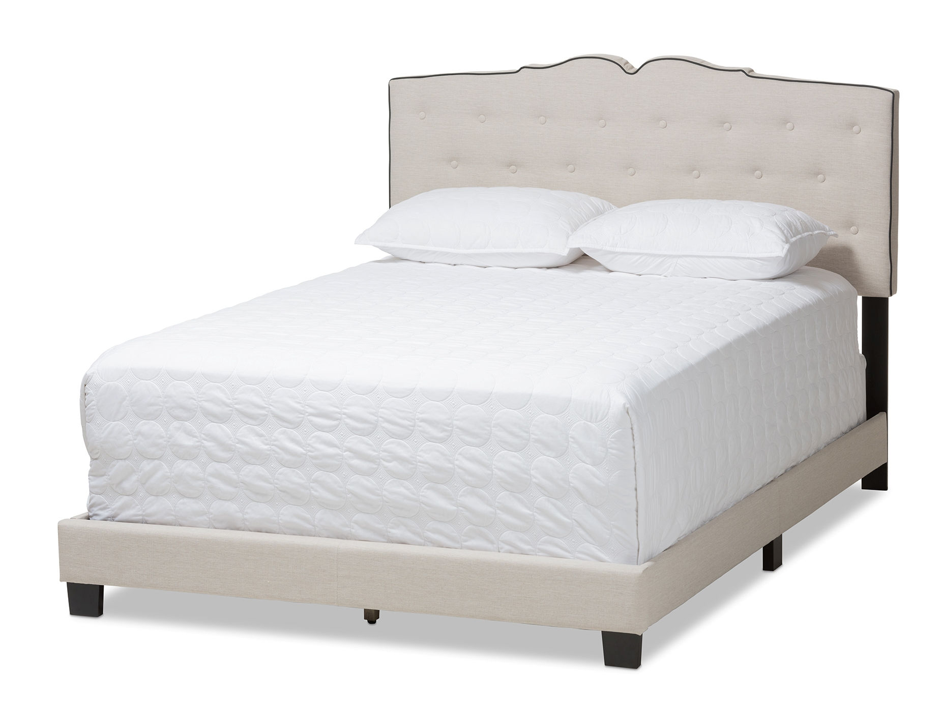 Baxton Studio Vivienne Light Beige Fabric Upholstered Full Bed