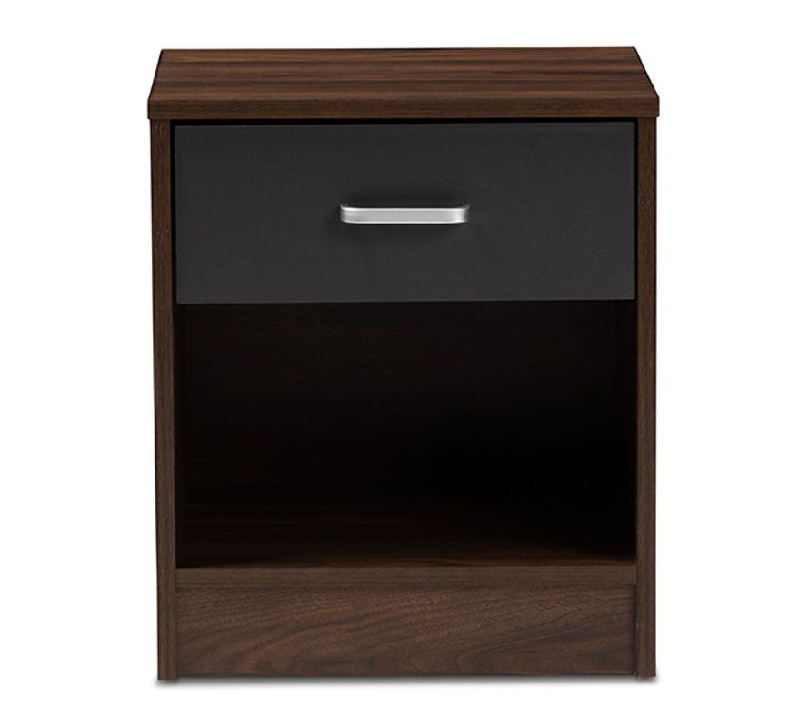 Baxton Studio Hansel Walnut Brown 1 Drawer Night Stand