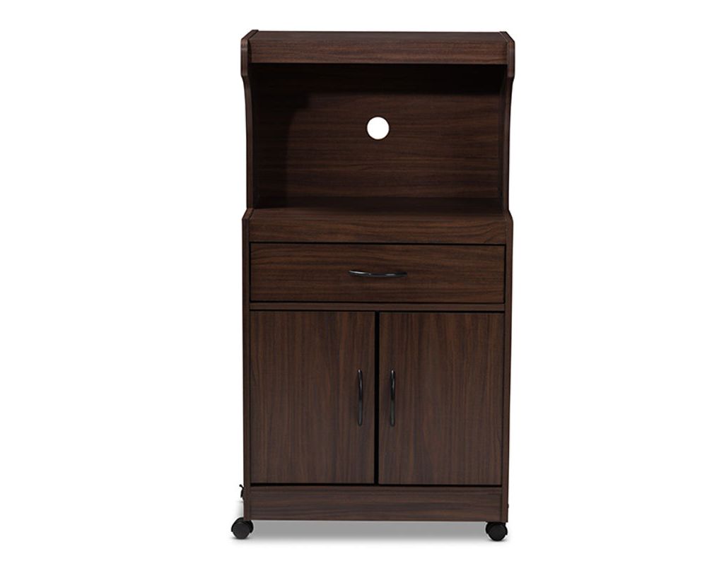 Baxton Studio Tannis Walnut Brown Wood Kitchen Cabinet