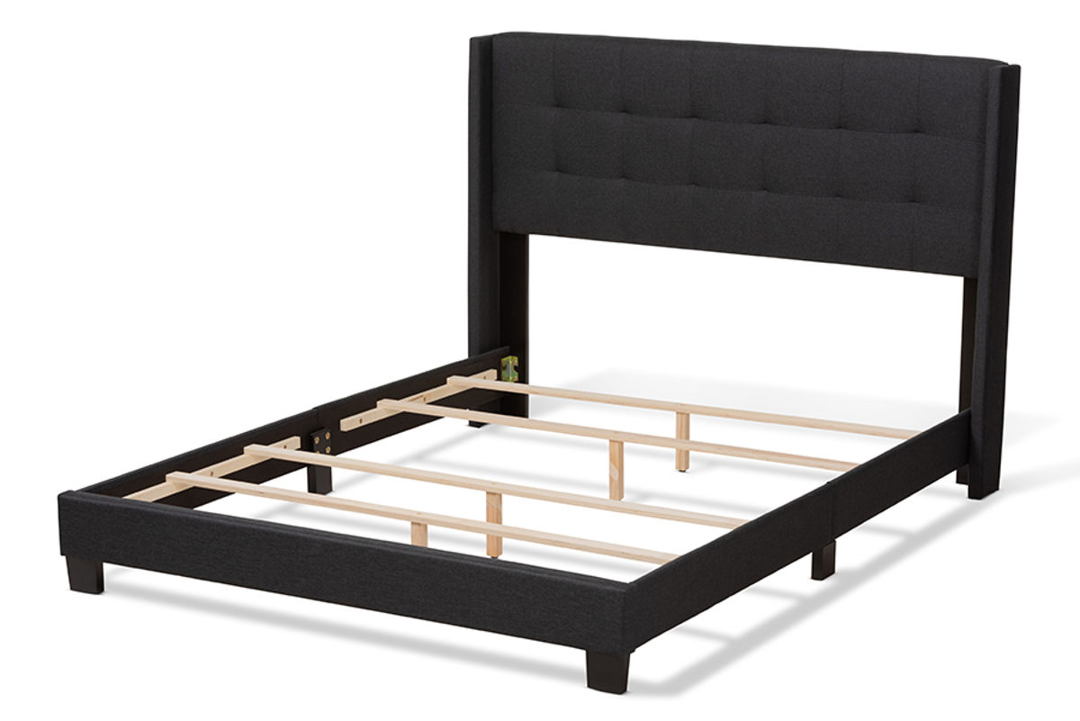 Baxton Studio Lisette Charcoal Grey Fabric Upholstered Queen Bed