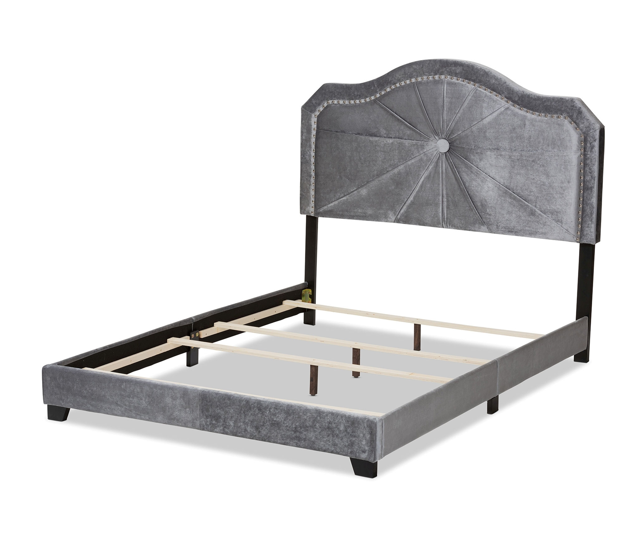 Baxton Studio Embla Grey Velvet Upholstered King Bed BAX-EMBLA-GREY-KING Baxton Studio Embla Grey Velvet Upholstered King Bed BAX-EMBLA-GREY-KING