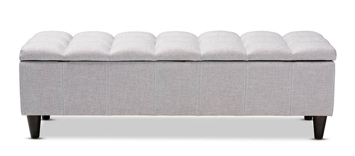 Baxton Studio Brette Grayish Beige Fabric Upholstered Storage Bench Ottoman