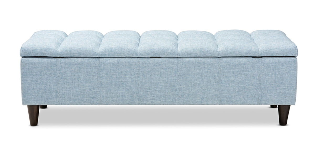 Baxton Studio Brette Light Blue Fabric Upholstered Storage Bench Ottoman
