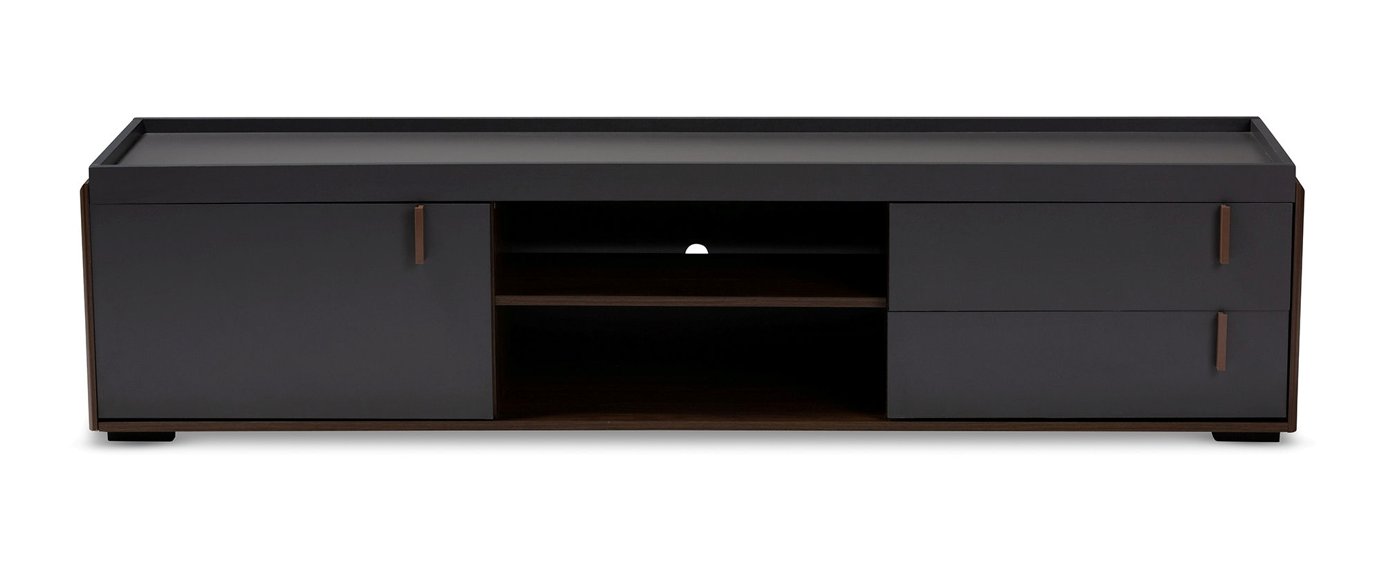 Baxton Studio Rikke Gray Walnut Wood 2 Drawers TV Stand