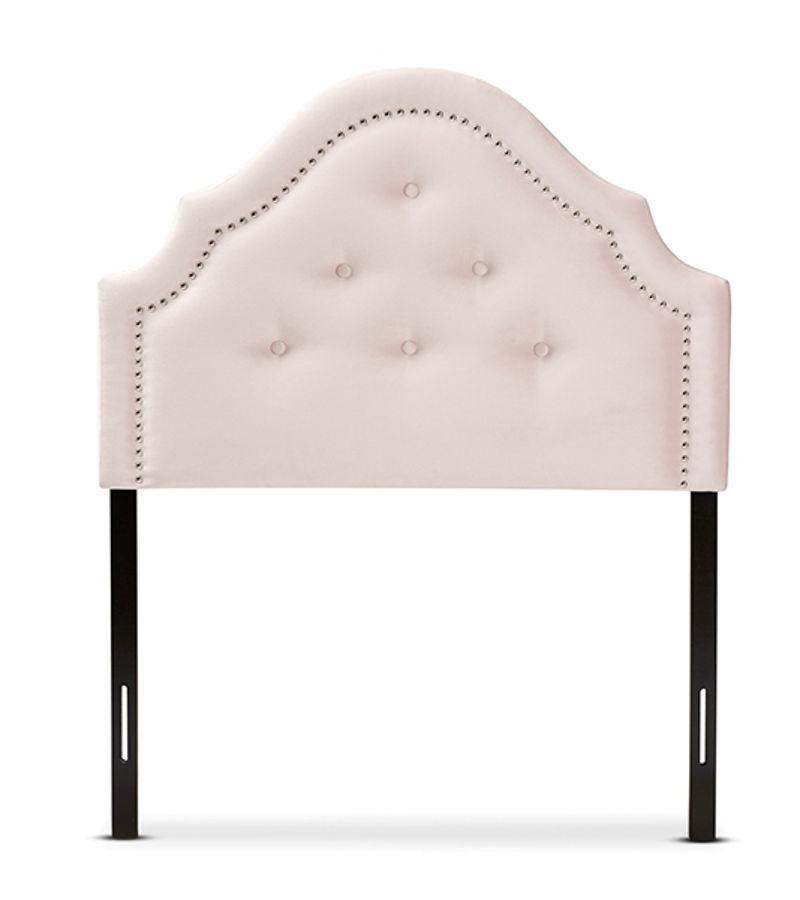 Baxton Studio Cora Light Pink Velvet Upholstered Twin Headboard
