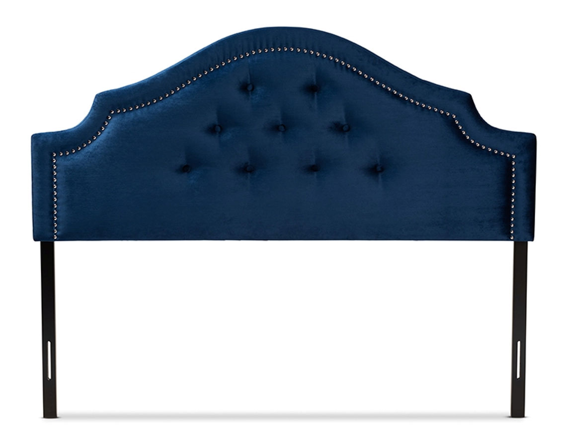 Baxton Studio Cora Royal Blue Velvet Upholstered Queen Headboard