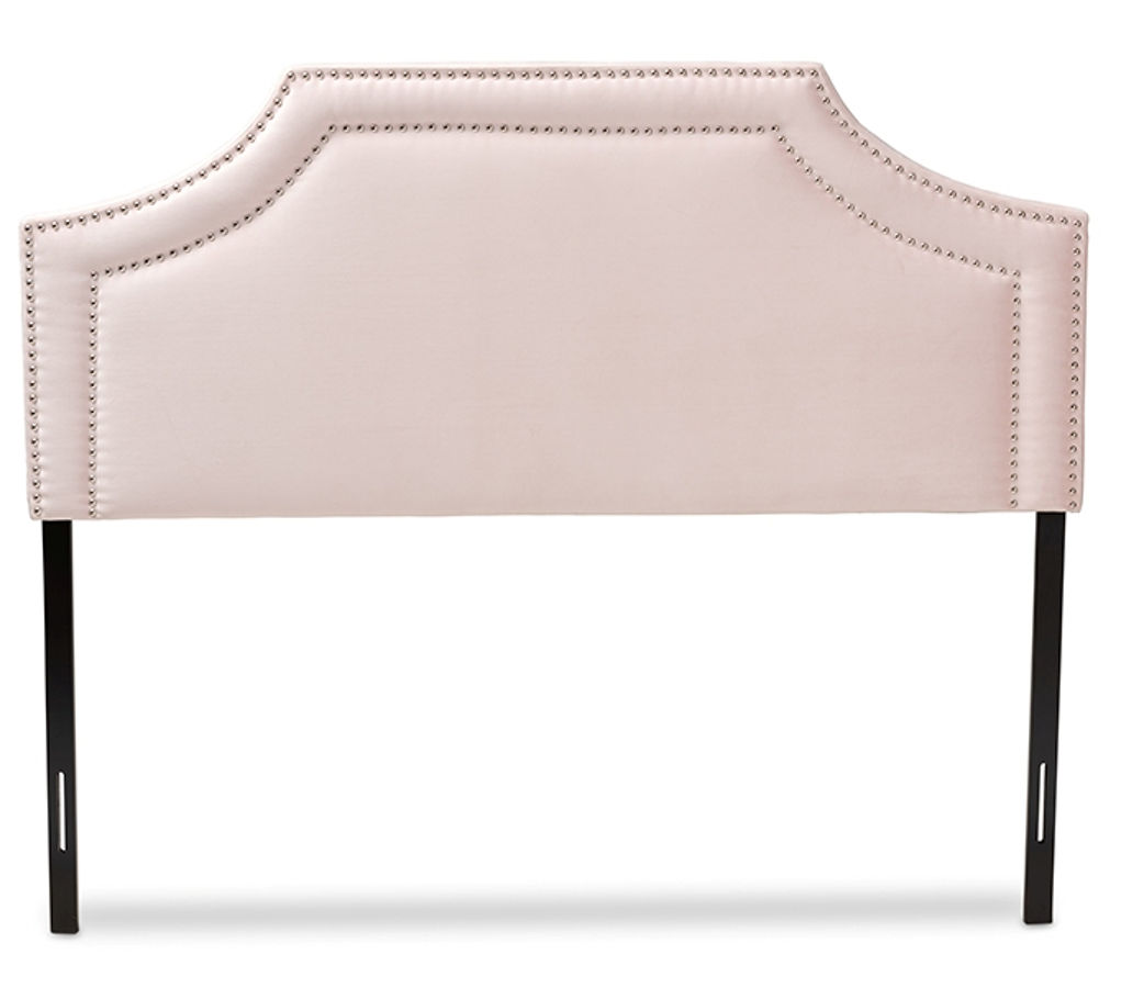 Baxton Studio Avignon Light Pink Velvet Upholstered Queen Headboard